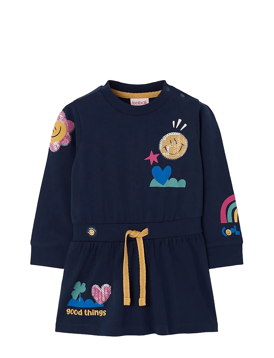 Boboli - Knit dress for girl -BCI - langærmede babykjoler - navy - 0