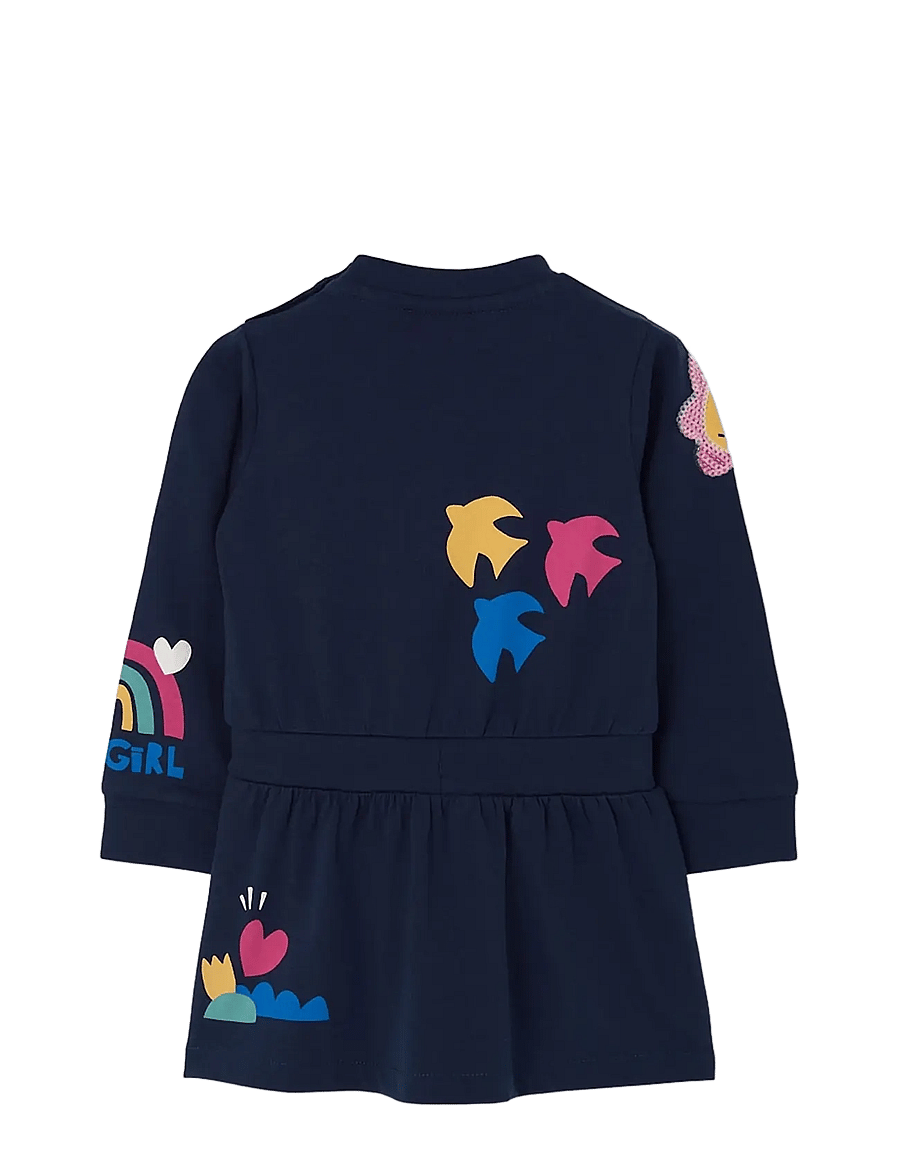 Boboli - Knit dress for girl -BCI - langærmede babykjoler - navy - 1