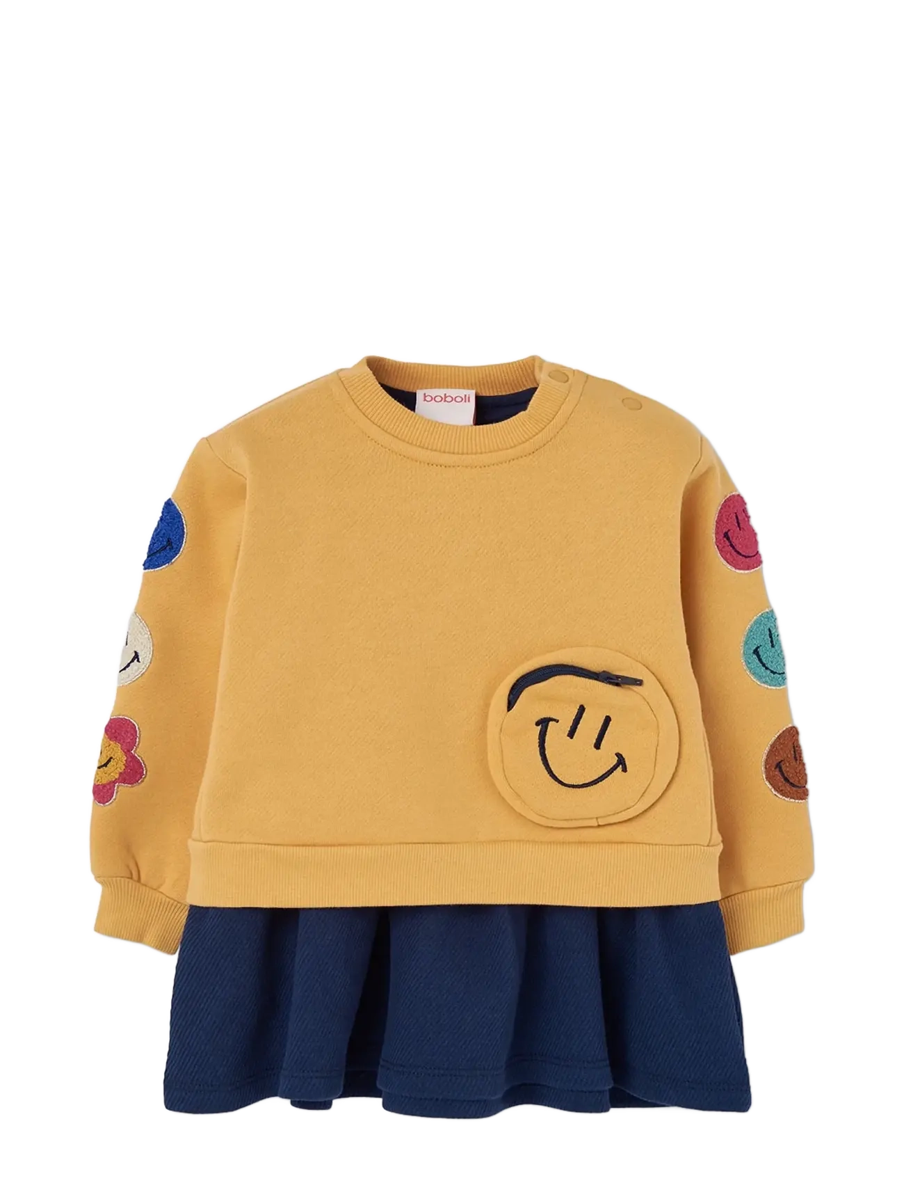 Boboli Fleece combined dress for girl -BCI - Kjoler - MUSTARD / yellow