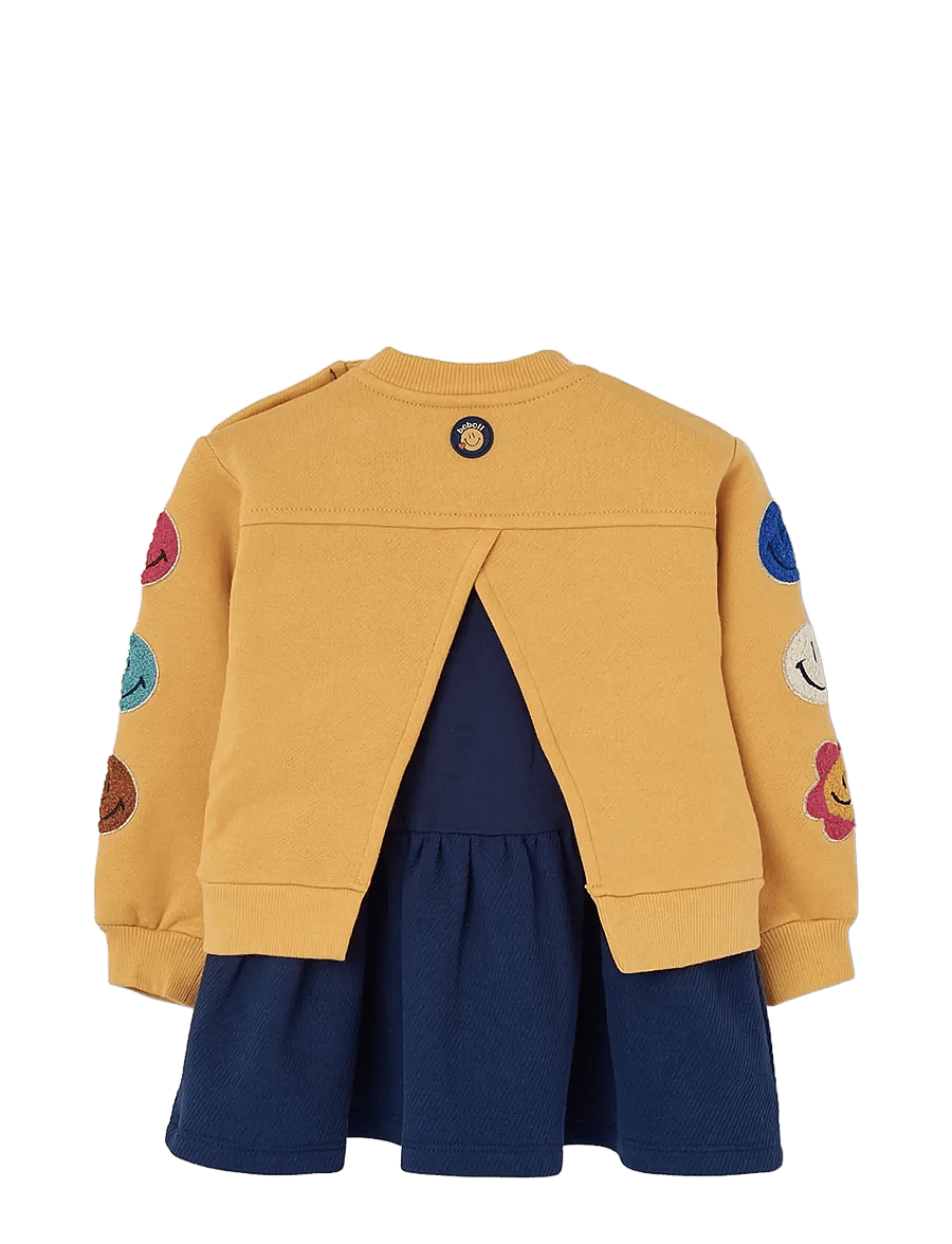 Boboli - Fleece combined dress for girl -BCI - langærmede babykjoler - mustard - 1