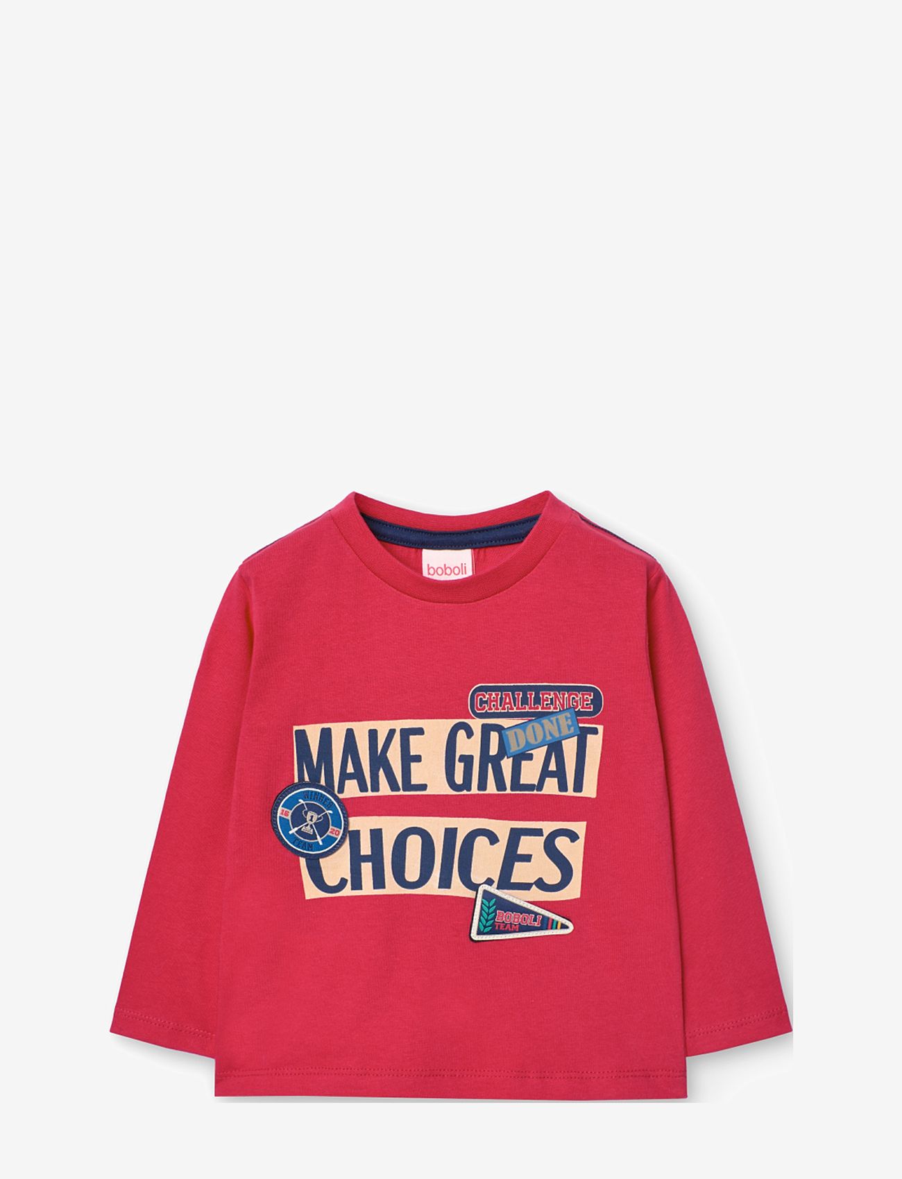 Boboli - Knit t-Shirt for baby boy -BCI - långärmade t-shirts - ruby red - 0