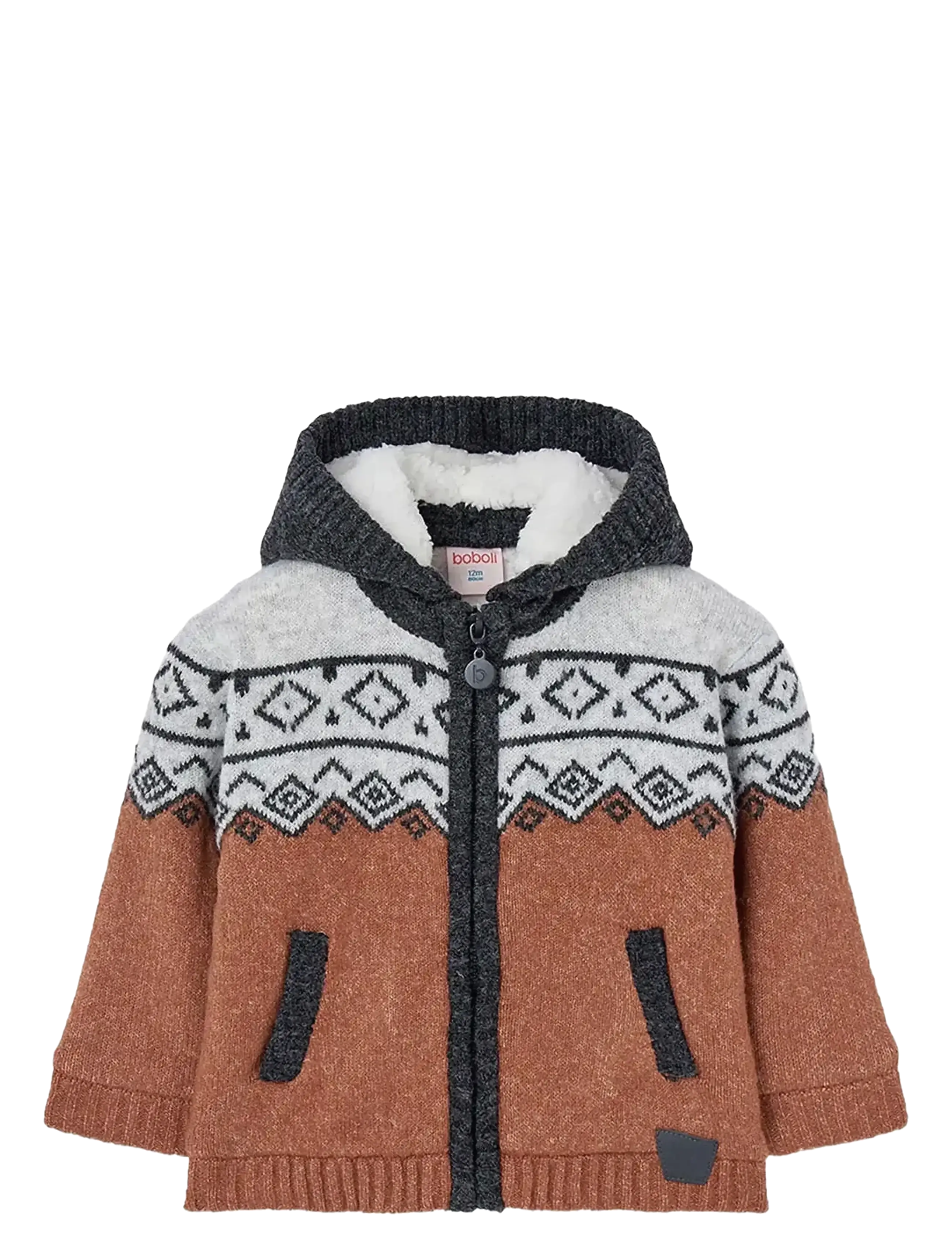 Boboli Knitwear Jacket, Børn, Hætte Strikjakke, Brun, Str: 110