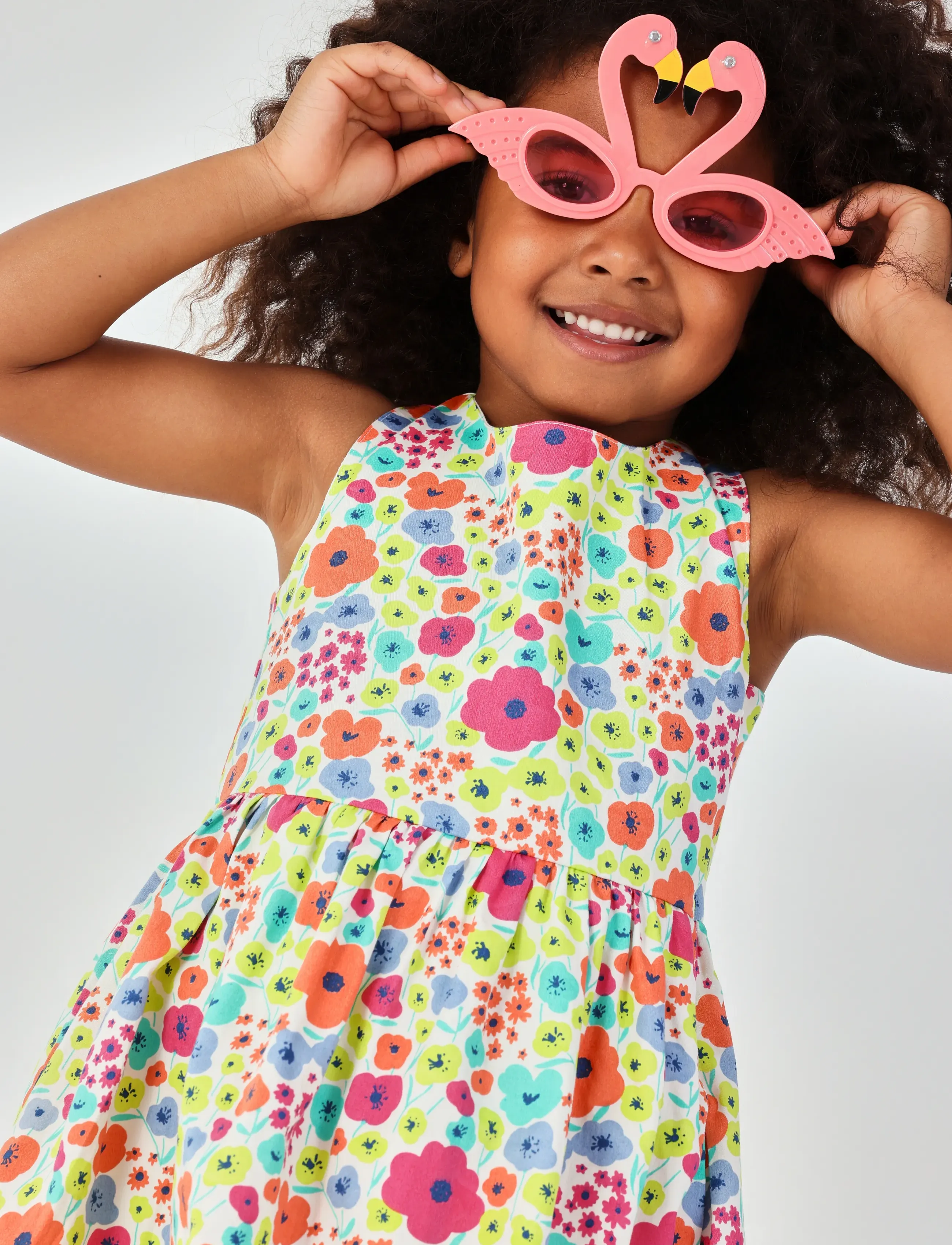 Boboli Satin Dress Floral For Girl -Bci, 110, Casual Dresses, Mehrfarbig/gemustert - Sleeveless Kinder