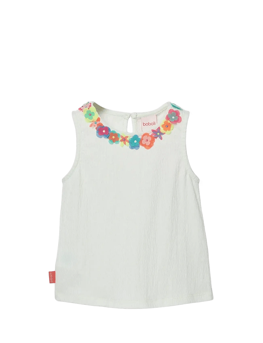 Boboli - Knit t-Shirt for girl -BCI - Ærmeløs undertrøje - pearl - 1
