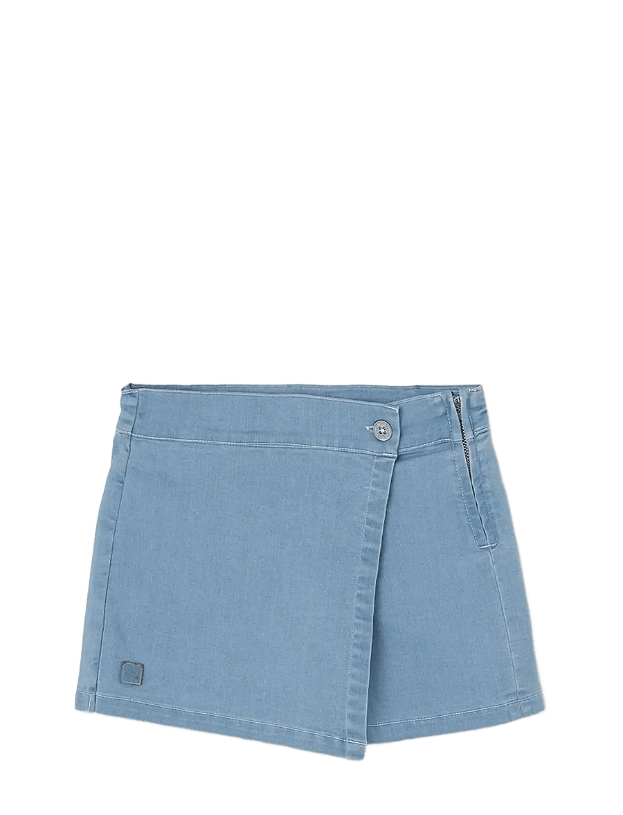 Boboli - Knitted pant skirt denim for girl -BCI - denimshorts - bleach - 0