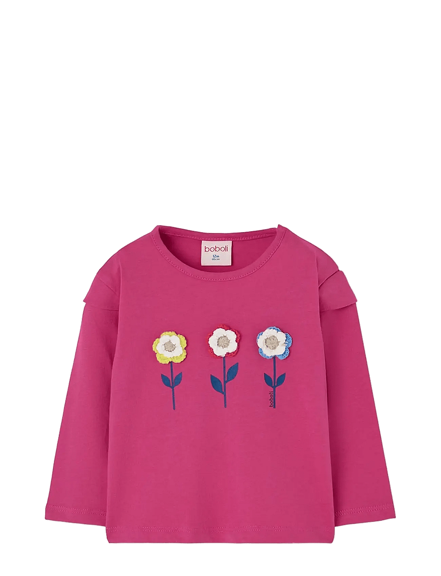 Boboli - Knit t-Shirt for girl -BCI - långärmade t-shirts - fuchsia - 0