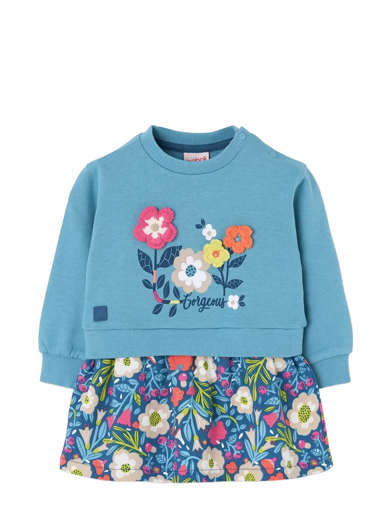 Boboli Fleece combined dress for girl -BCI - Kjoler & Nederdele - LAKE / blue