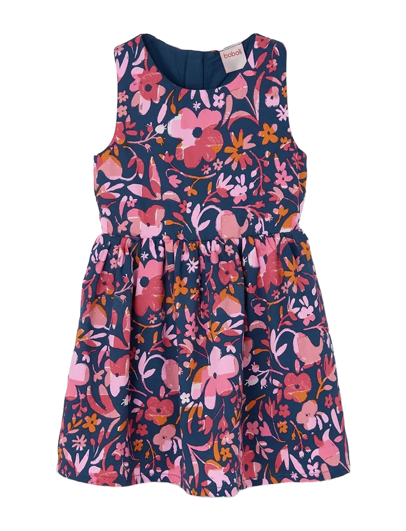 Boboli Satin Dress Floral For Girl -Bci, 116, Casual Dresses, Mehrfarbig/gemustert - Sleeveless Kinder
