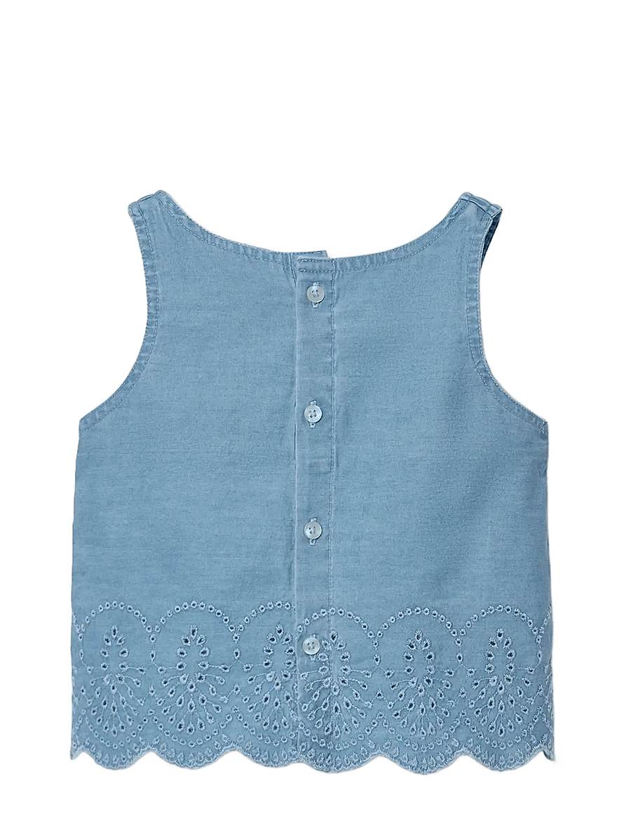 Boboli - Shirt denim embroidery for girl -BCI - tanktops - bleach - 2