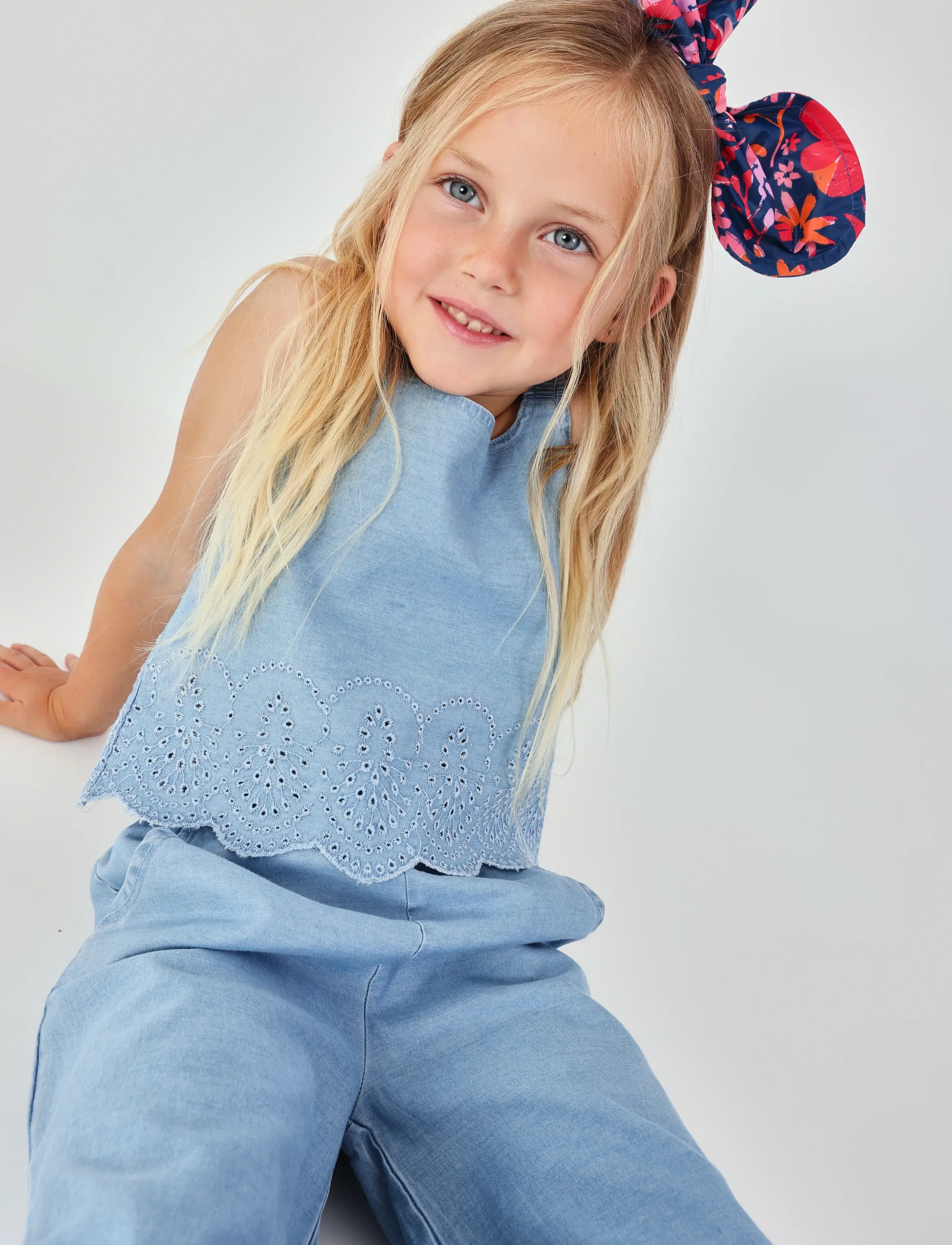 Boboli Shirt Denim Embroidery For Girl -Bci, 110, Blue, T-Shirts > Uden Ærmer, Børn