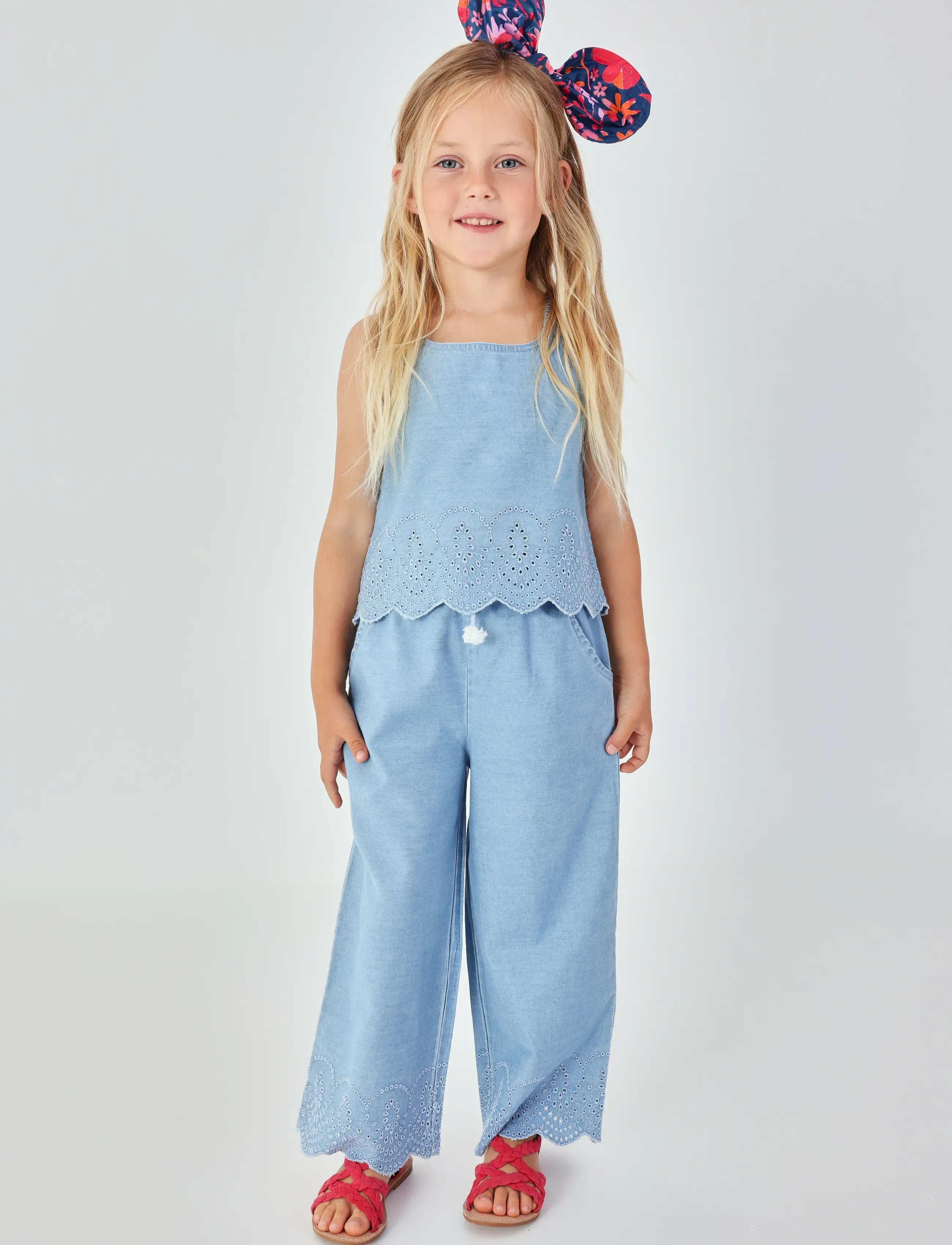 Boboli - Shirt denim embroidery for girl -BCI - Ærmeløs undertrøje - bleach - 3