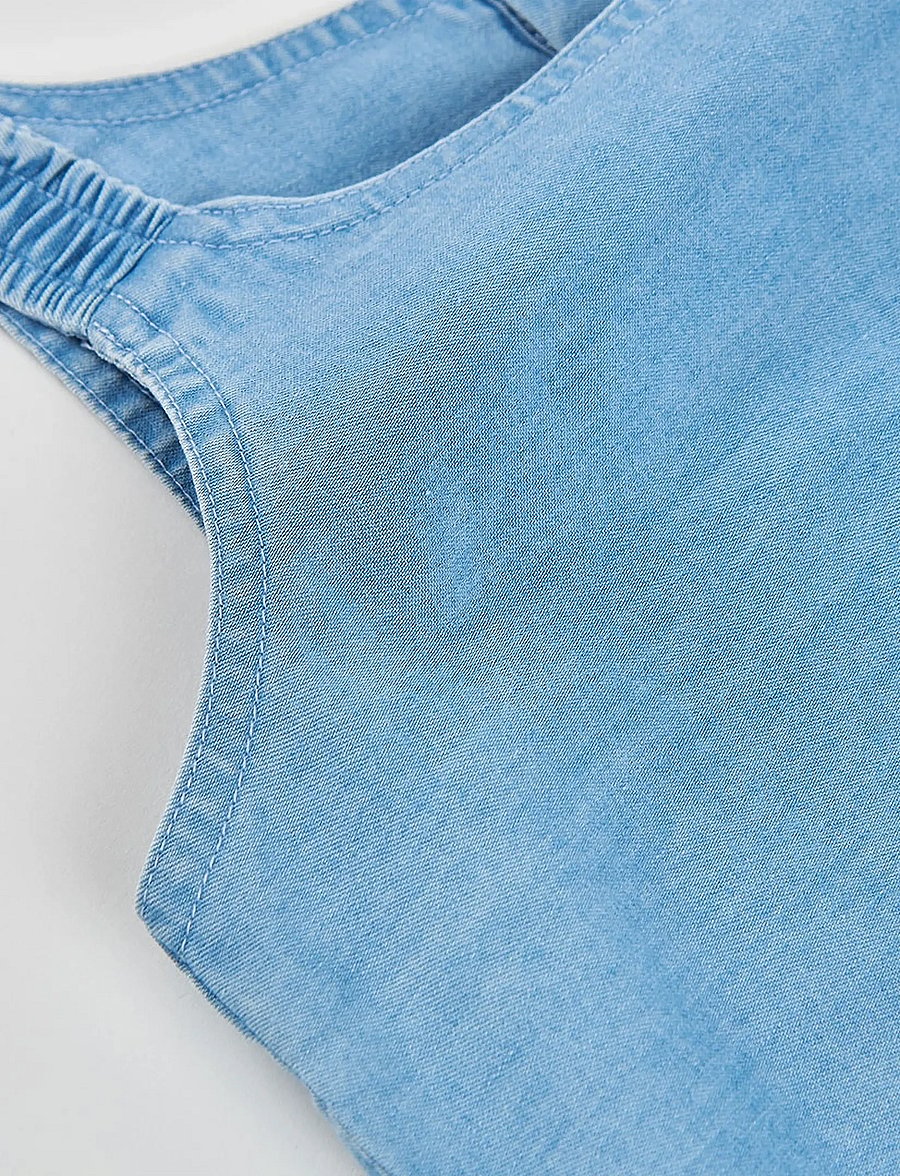 Boboli - Shirt denim embroidery for girl -BCI - tanktops - bleach - 4