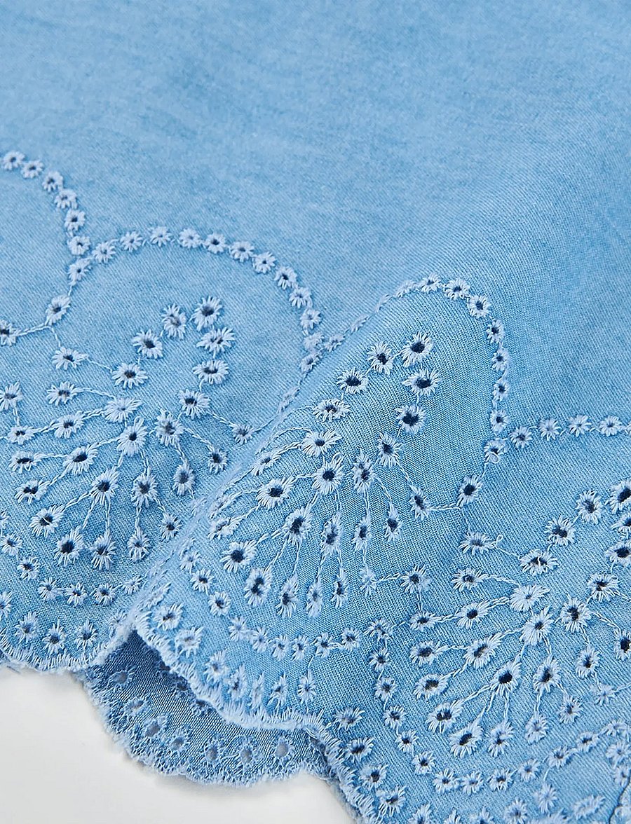 Boboli - Shirt denim embroidery for girl -BCI - tanktops - bleach - 5