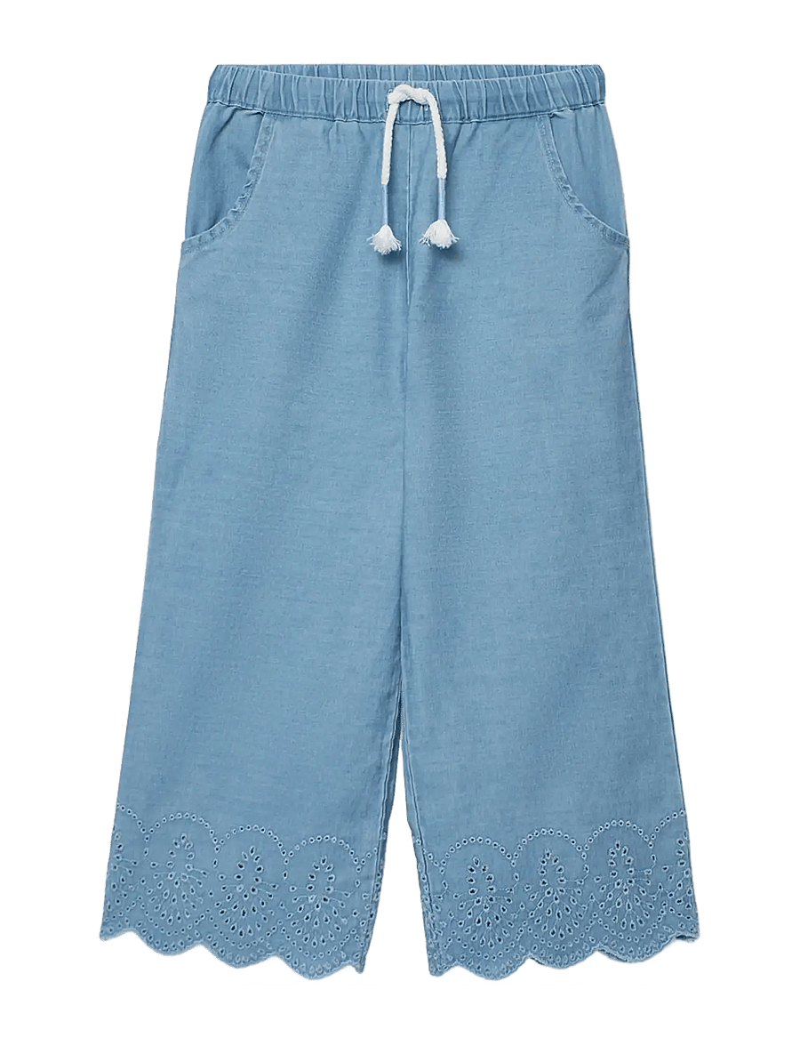 Boboli - Denim trousers embroidery for girl -BCI - pantalon pour bébé - bleach - 1