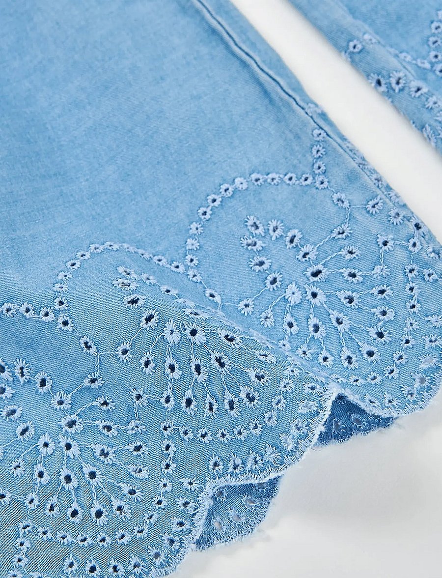 Boboli - Denim trousers embroidery for girl -BCI - pantalon pour bébé - bleach - 3