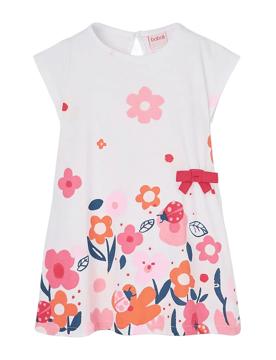 Boboli - Knit dress for girl -BCI - kortærmede babykjoler - white - 0
