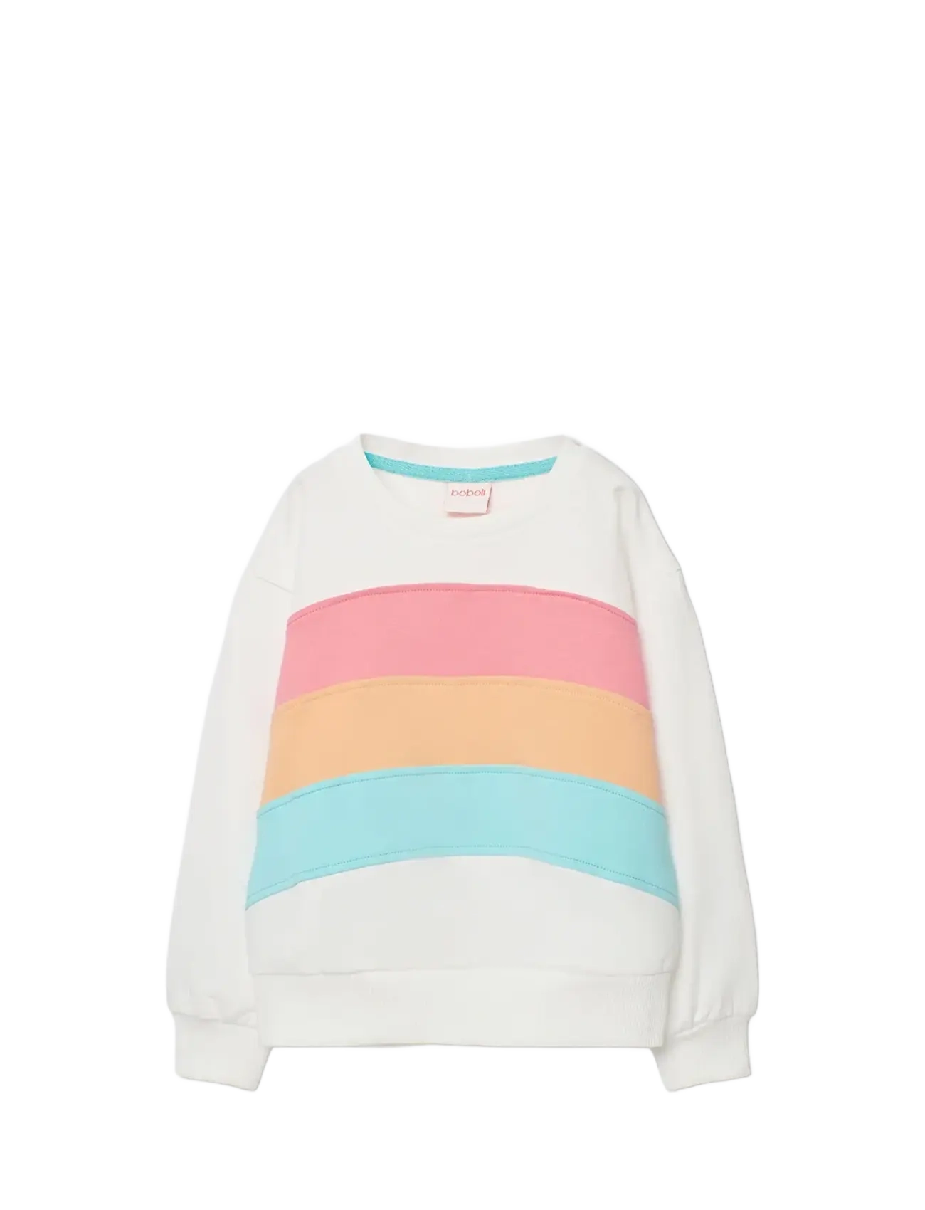 Boboli Fleece Sweatshirt With Stripes For Girl -Bci, 128, Multi/patterned, Sweatshirts & Hættetrøjer > Sweatshirts, Børn