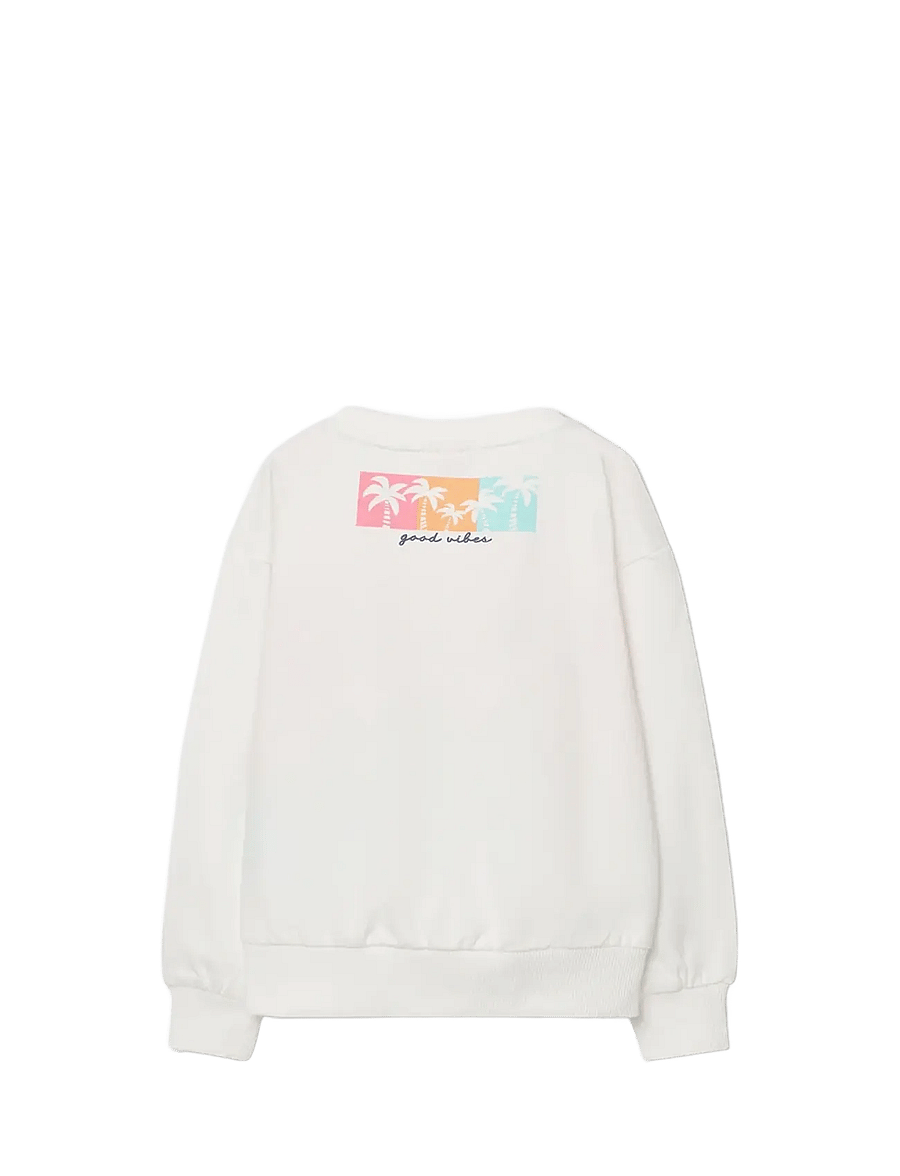 Boboli - Fleece sweatshirt with stripes for girl -BCI - sweatshirts - off white - 1