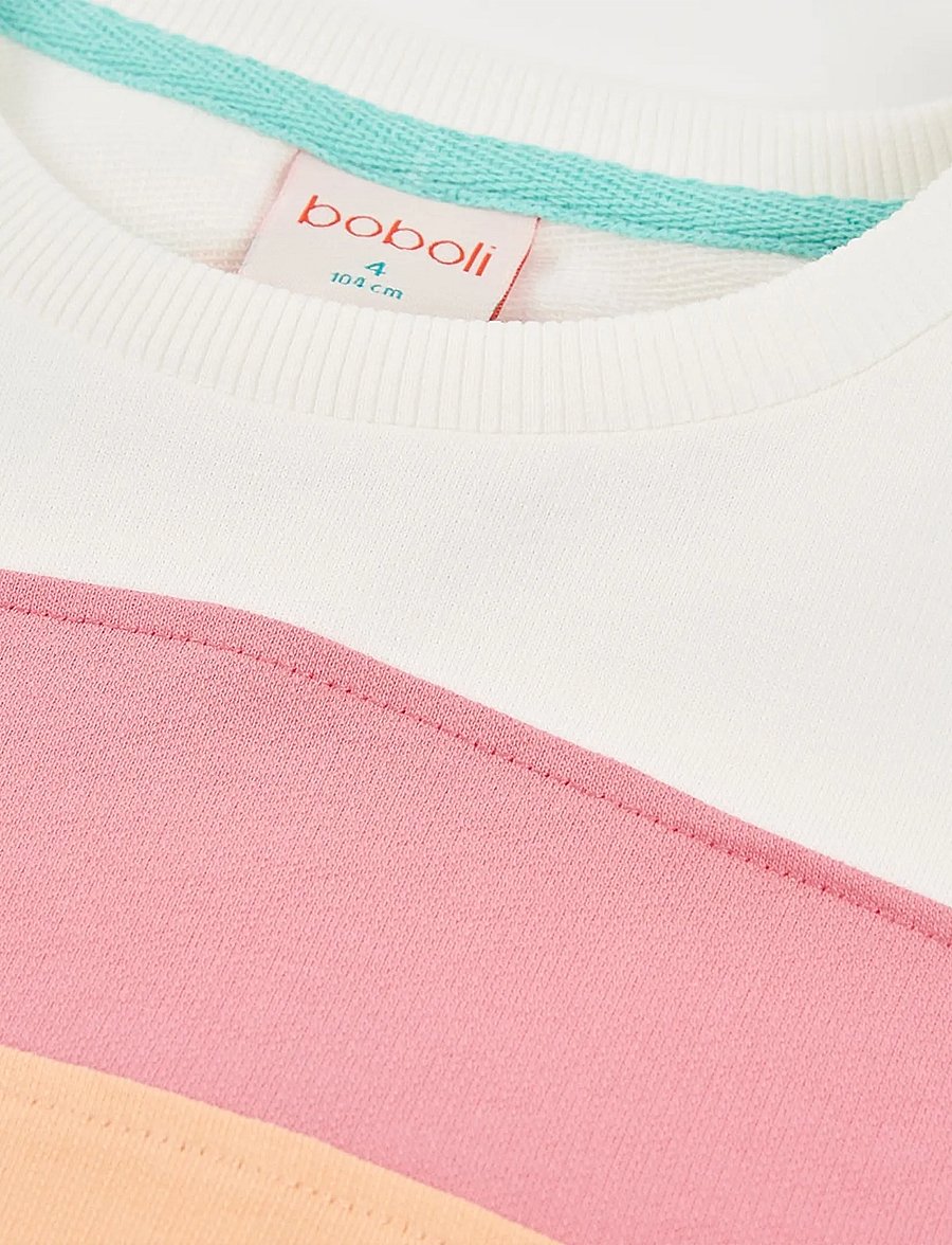 Boboli - Fleece sweatshirt with stripes for girl -BCI - sweatshirts - off white - 3