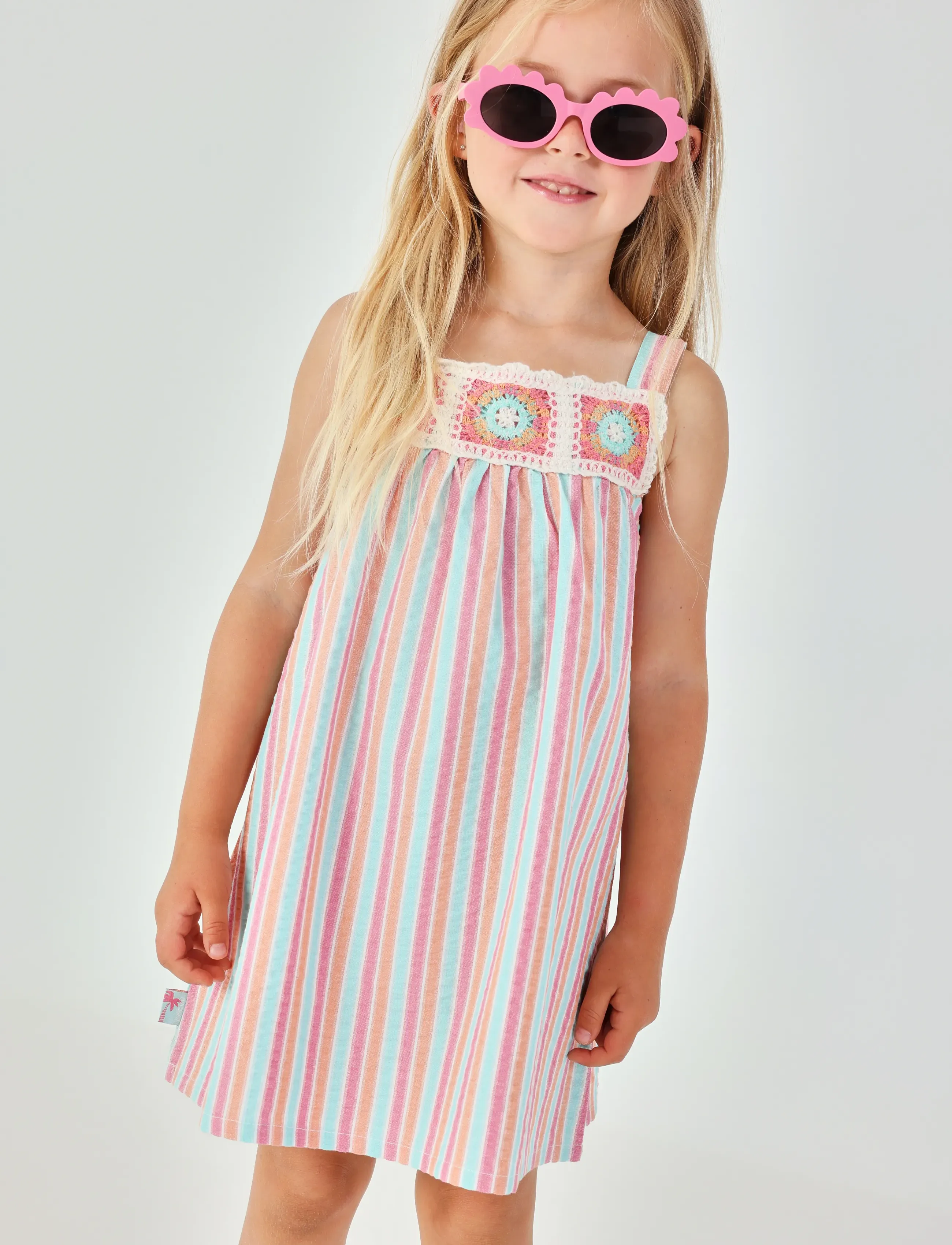 Boboli Poplin Dress Striped For Girl -Bci, 98, Casual Dresses, Mehrfarbig/gemustert - Sleeveless Kinder