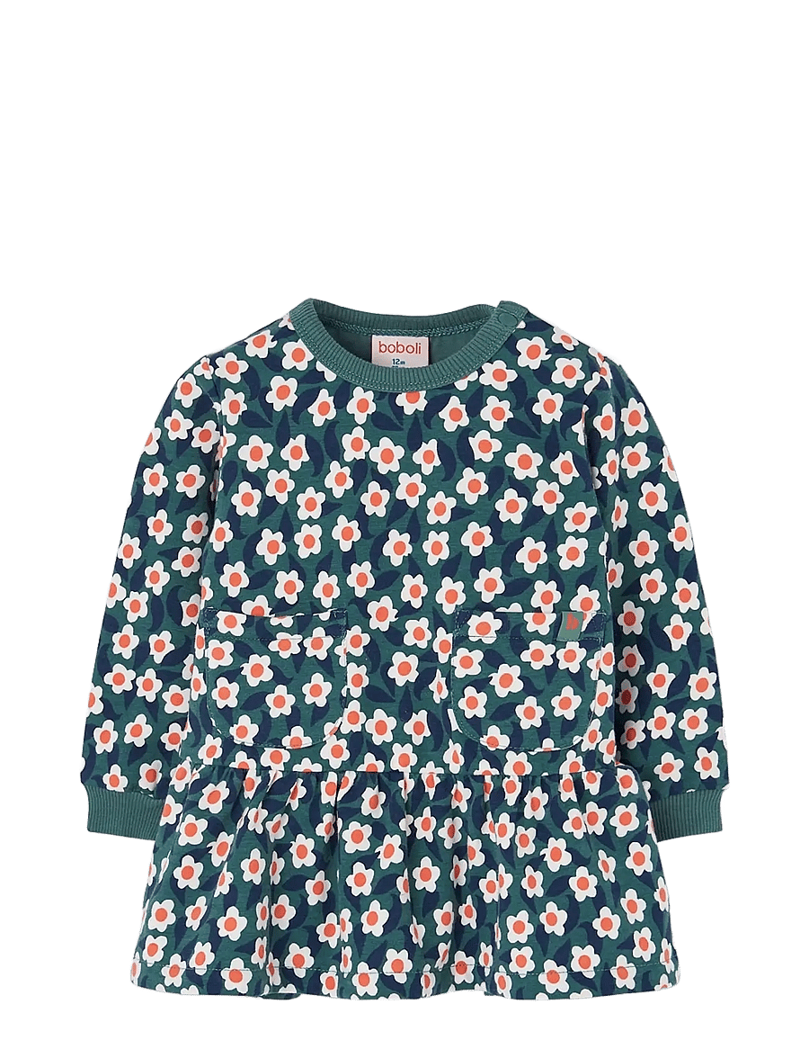 Boboli - Fleece dress floral for girl -BCI - langærmede babykjoler - print - 0