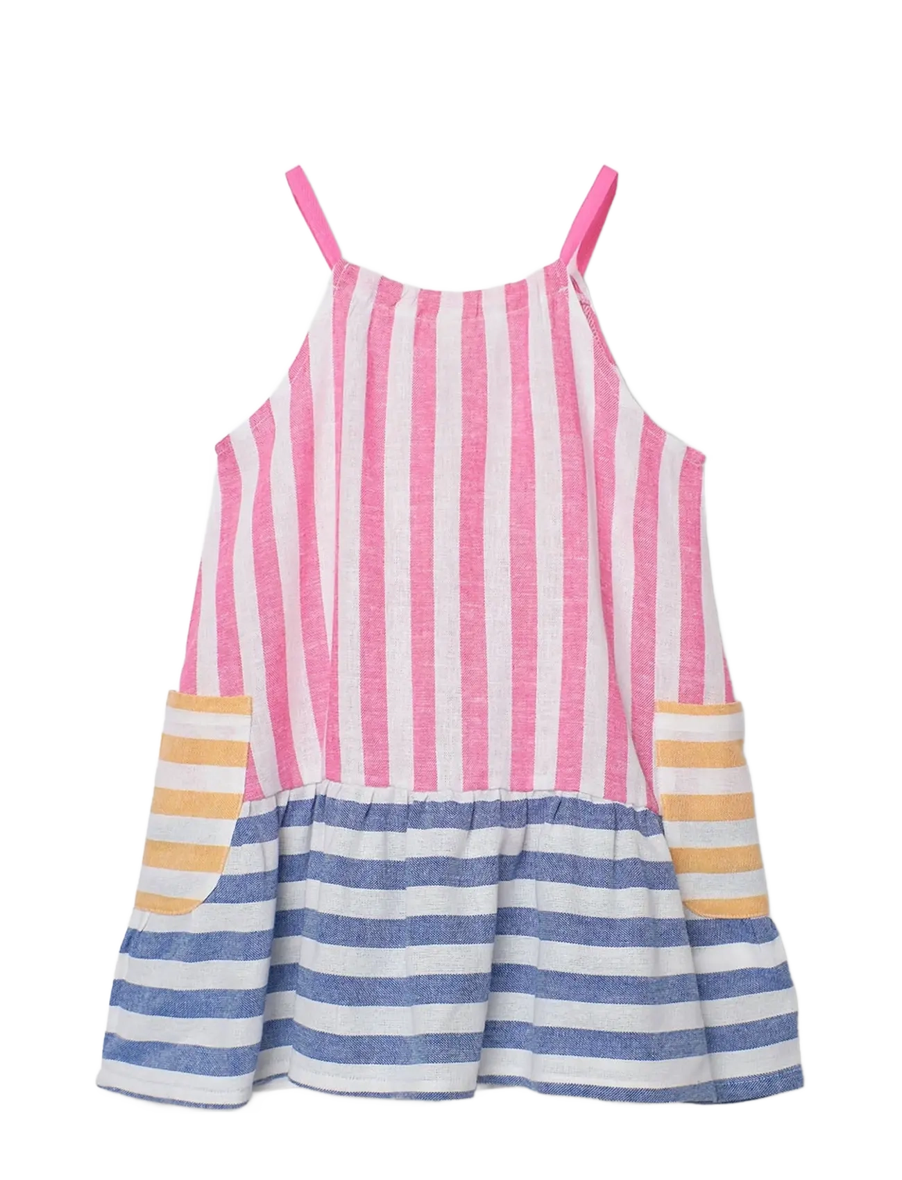 Boboli - Linen dress striped for girl - Ærmeløse babykjoler - stripes - 2