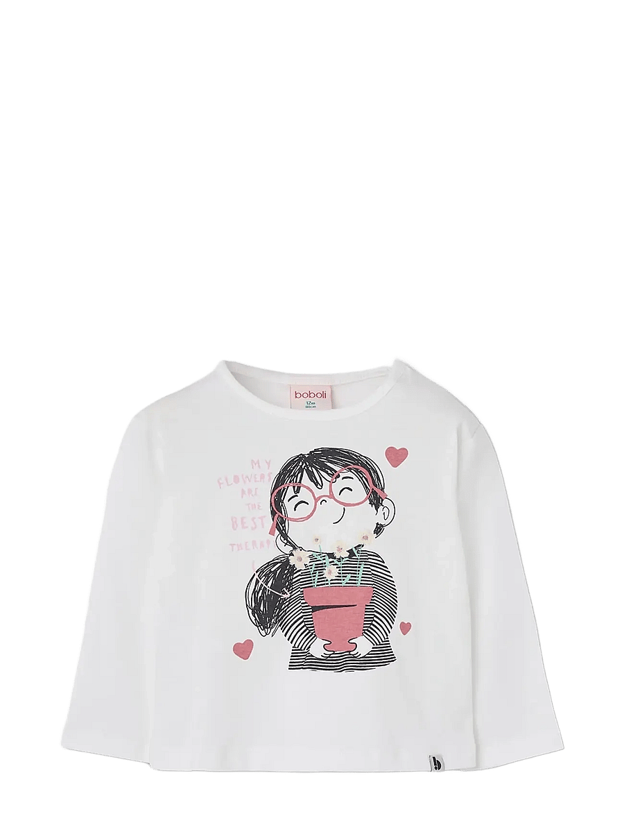 Boboli - Knit t-Shirt for girl -BCI - långärmade t-shirts - off white - 0