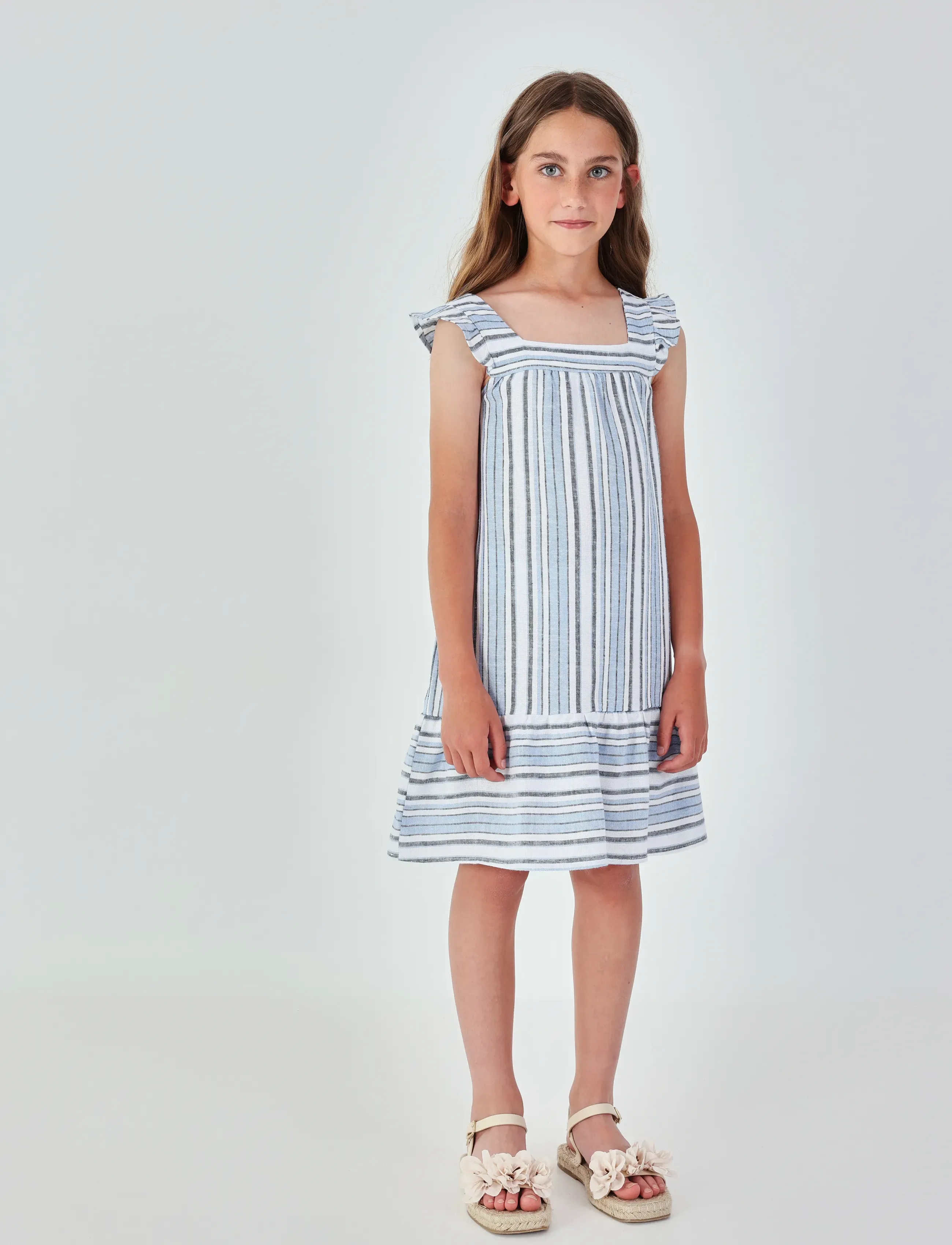 Boboli - Linen dress striped for girl - Ærmeløse hverdagskjoler - stripes - 3