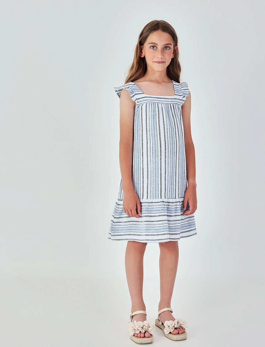 Boboli - Linen dress striped for girl - Ärmlösa vardagsklänningar - stripes - 3