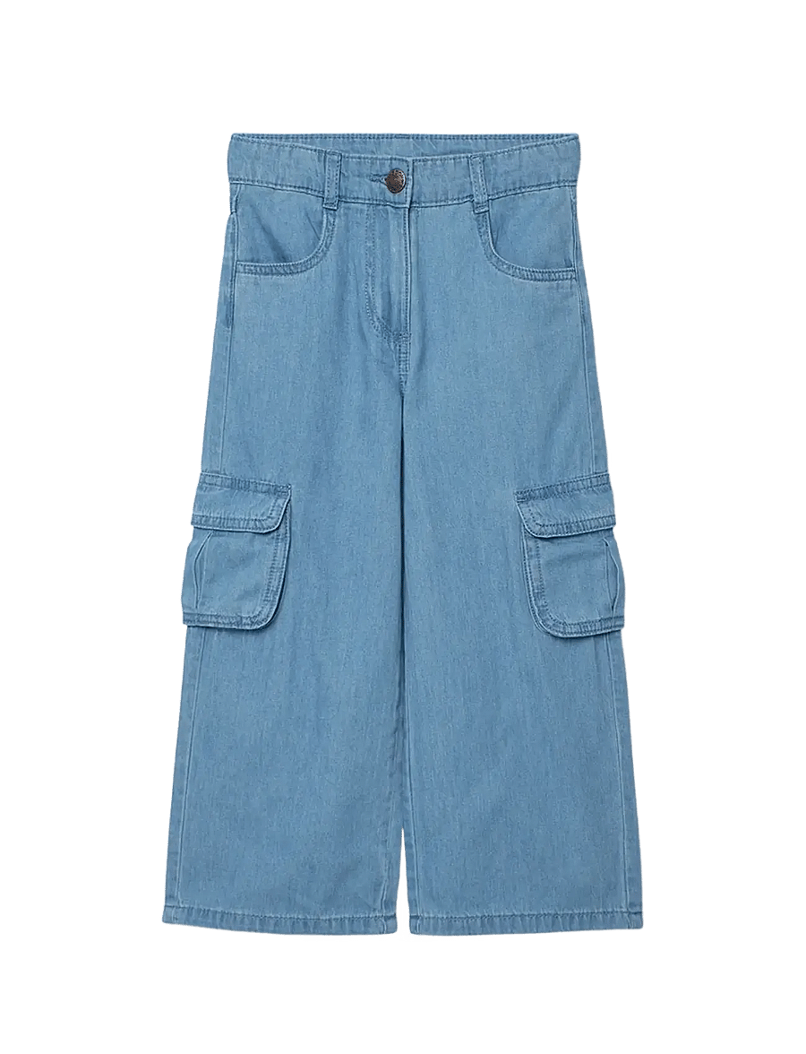 Boboli - Denim trousers for girl - loose jeans - bleach - 1