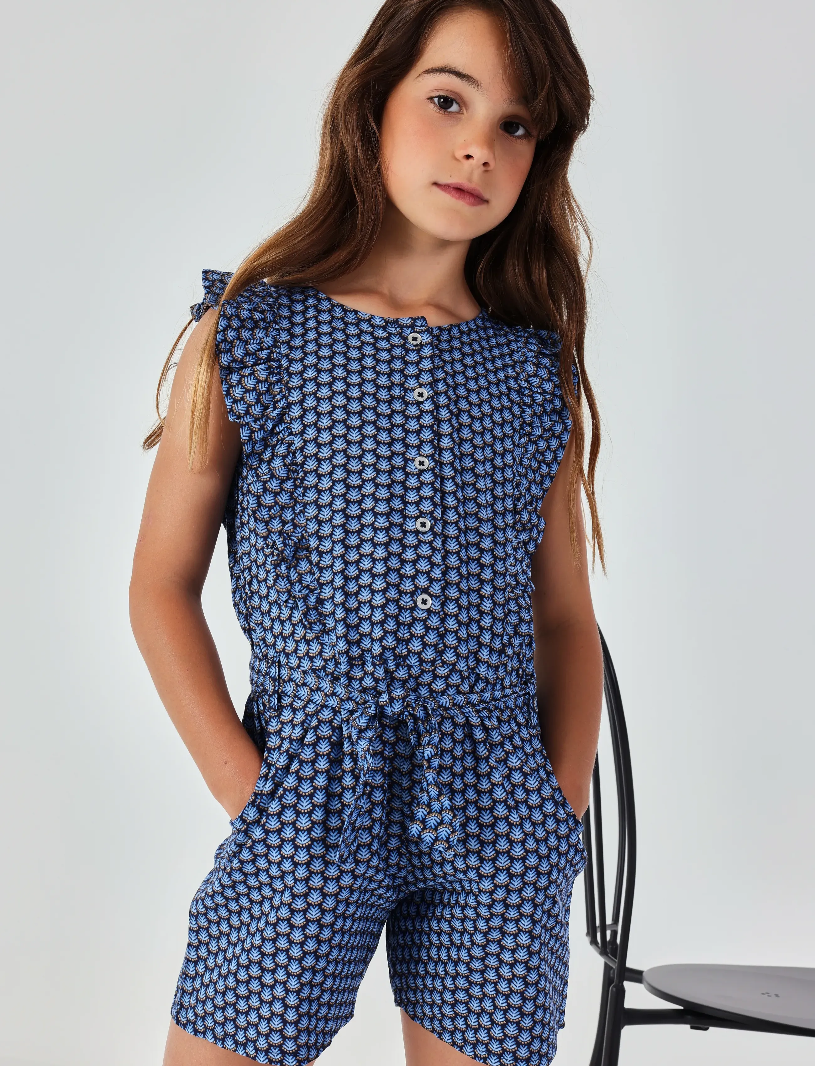 Boboli Jumpsuit Printed For Girl, 128, Blue > Jumpsuits, Børn