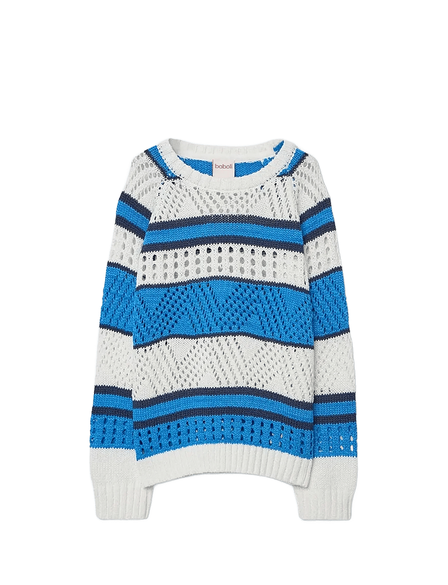 Boboli - Knitwear pullover striped for girl - trøjer - white - 1