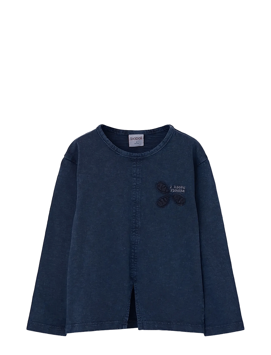 Boboli - Knit t-Shirt flame for girl -BCI - blusar & tunikor - navy - 0