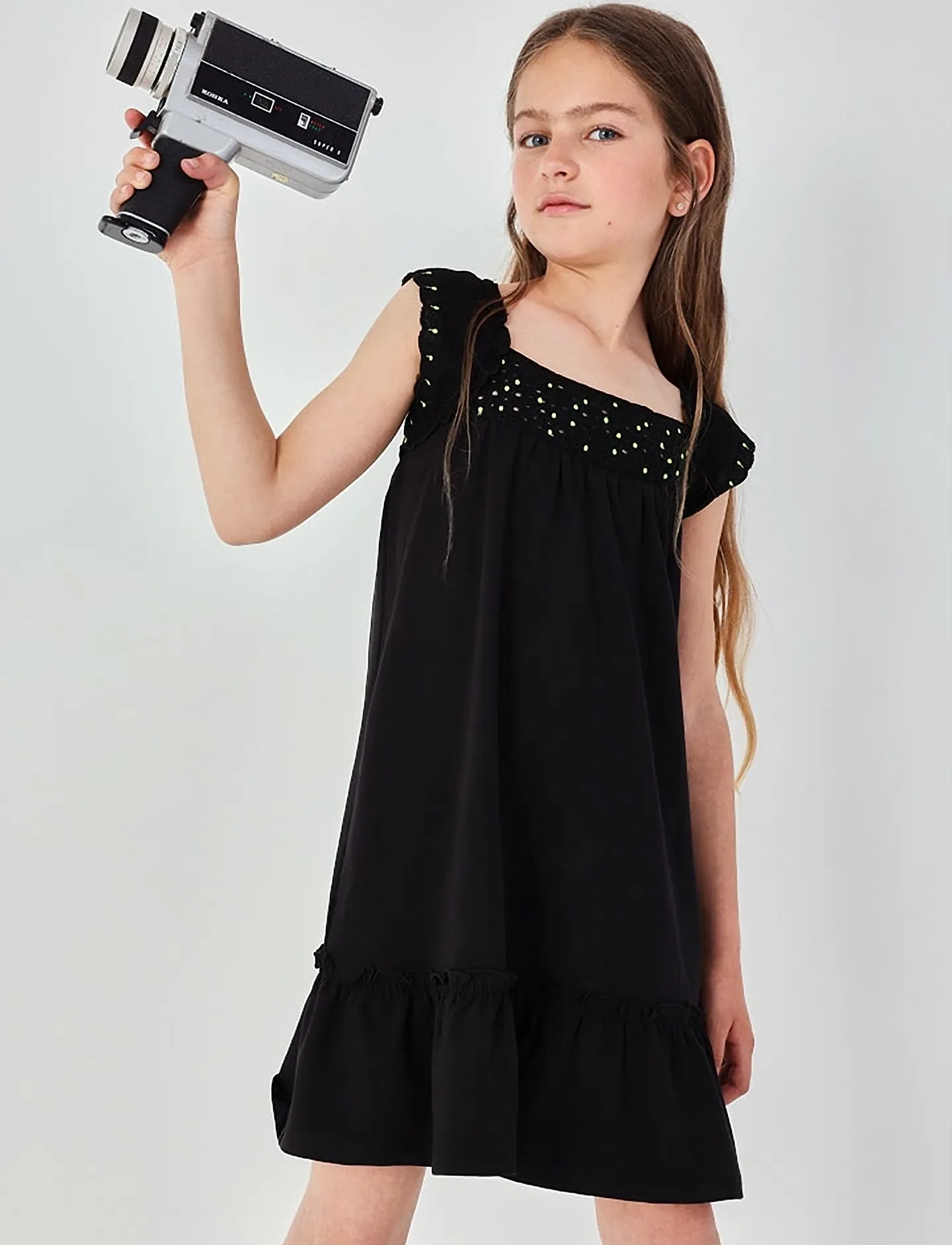 Boboli Knit Stretch Dress For Girl -Bci, 140, Casual Dresses, Schwarz - Sleeveless Kinder
