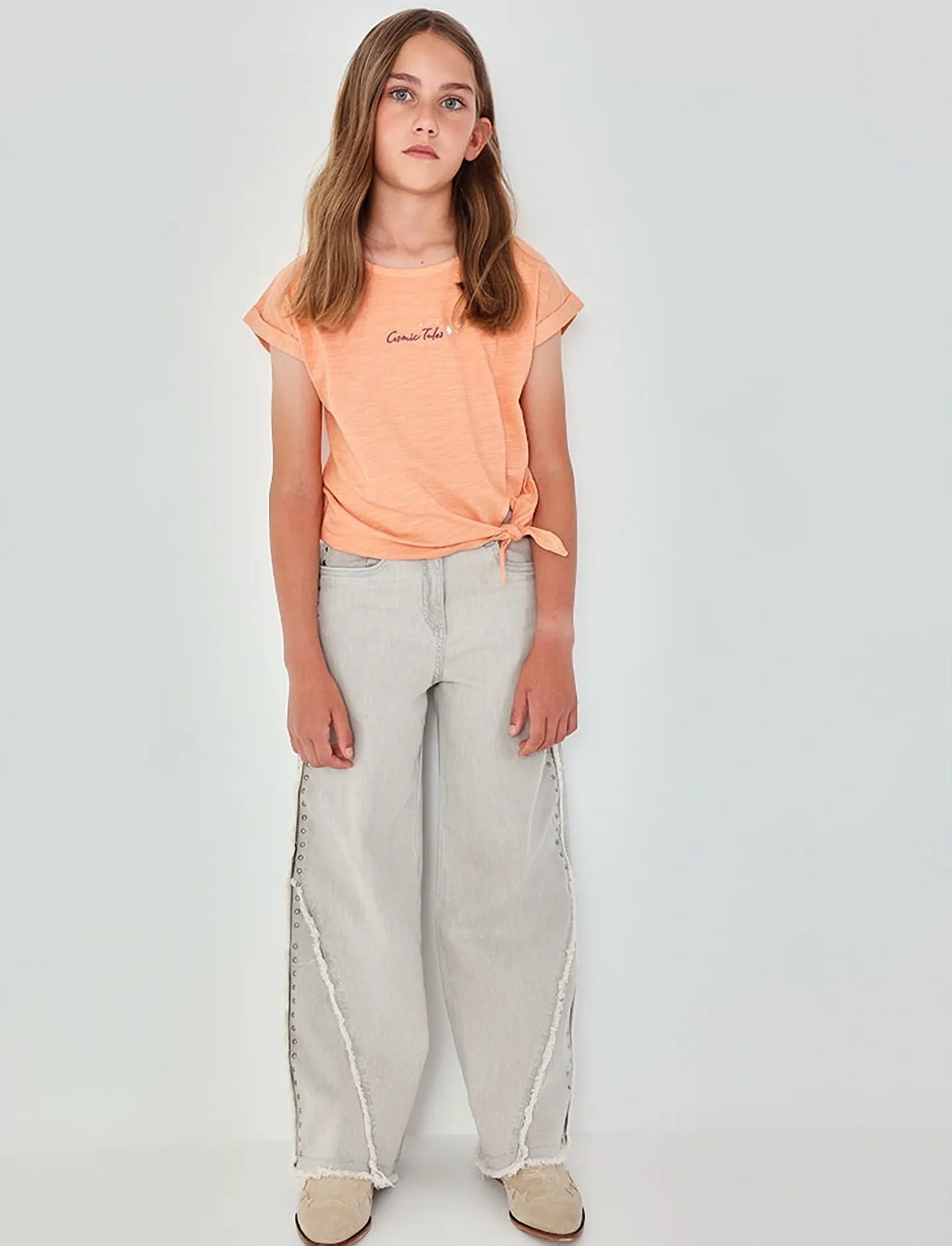 Boboli Denim Stretch Trousers For Girl -Bci, 152, Jeans, Grau - Wide Kinder