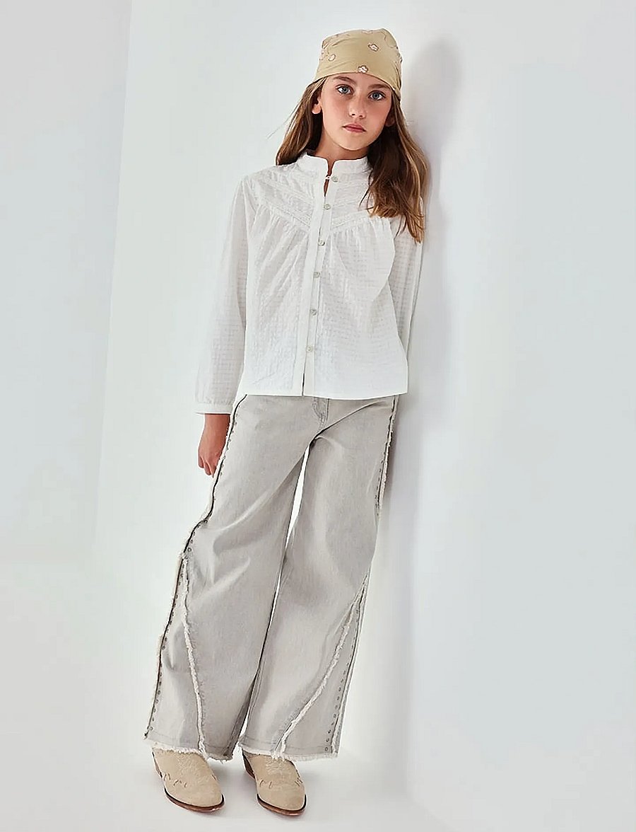 Boboli - Denim stretch trousers for girl -BCI - hosen mit weitem bein - light grey - 3