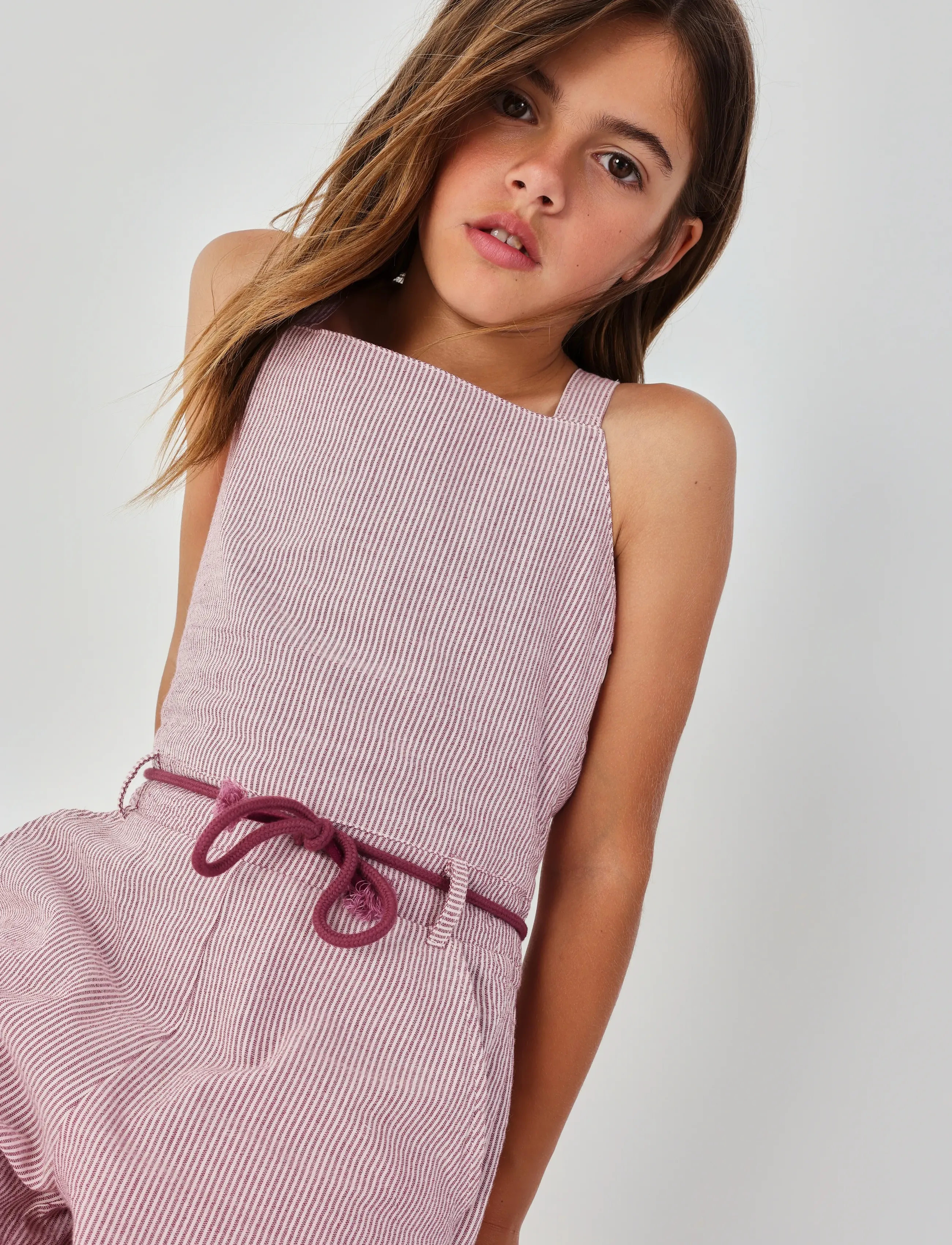 Boboli Popelin Jumpsuit Striped For Girl -Bci, 110, Rosa - Strampelanzüge, Kinder