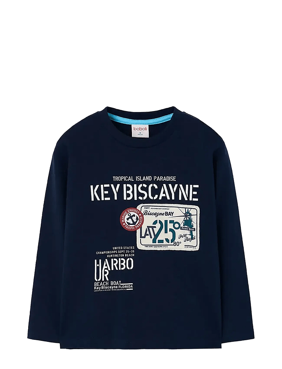 Boboli - Knit t-Shirt - langærmede t-shirts - navy - 0