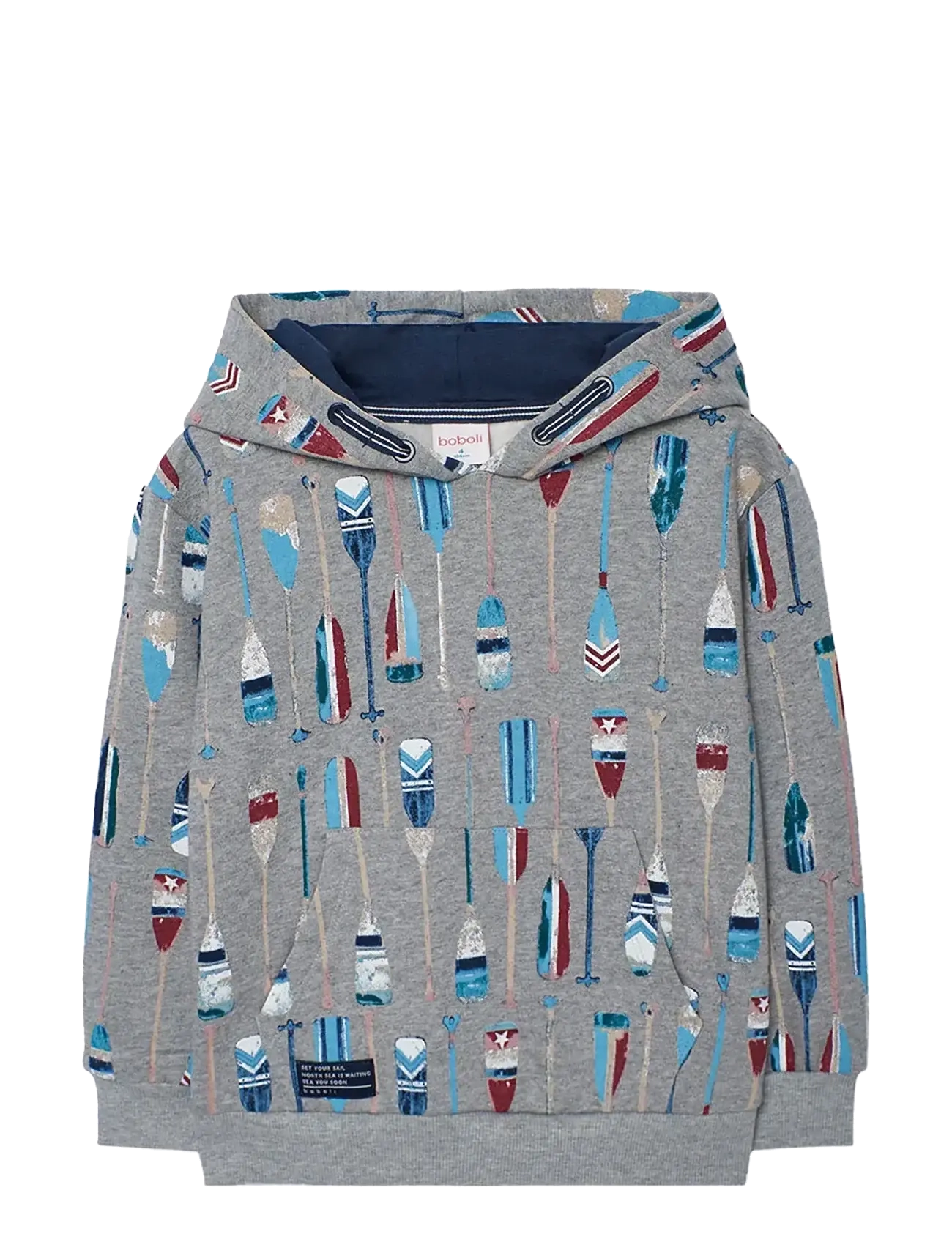 Boboli Fleece Sweatshirt Printed, Børn, Printet Fleece Hættetrøje, Grå, Str: 122