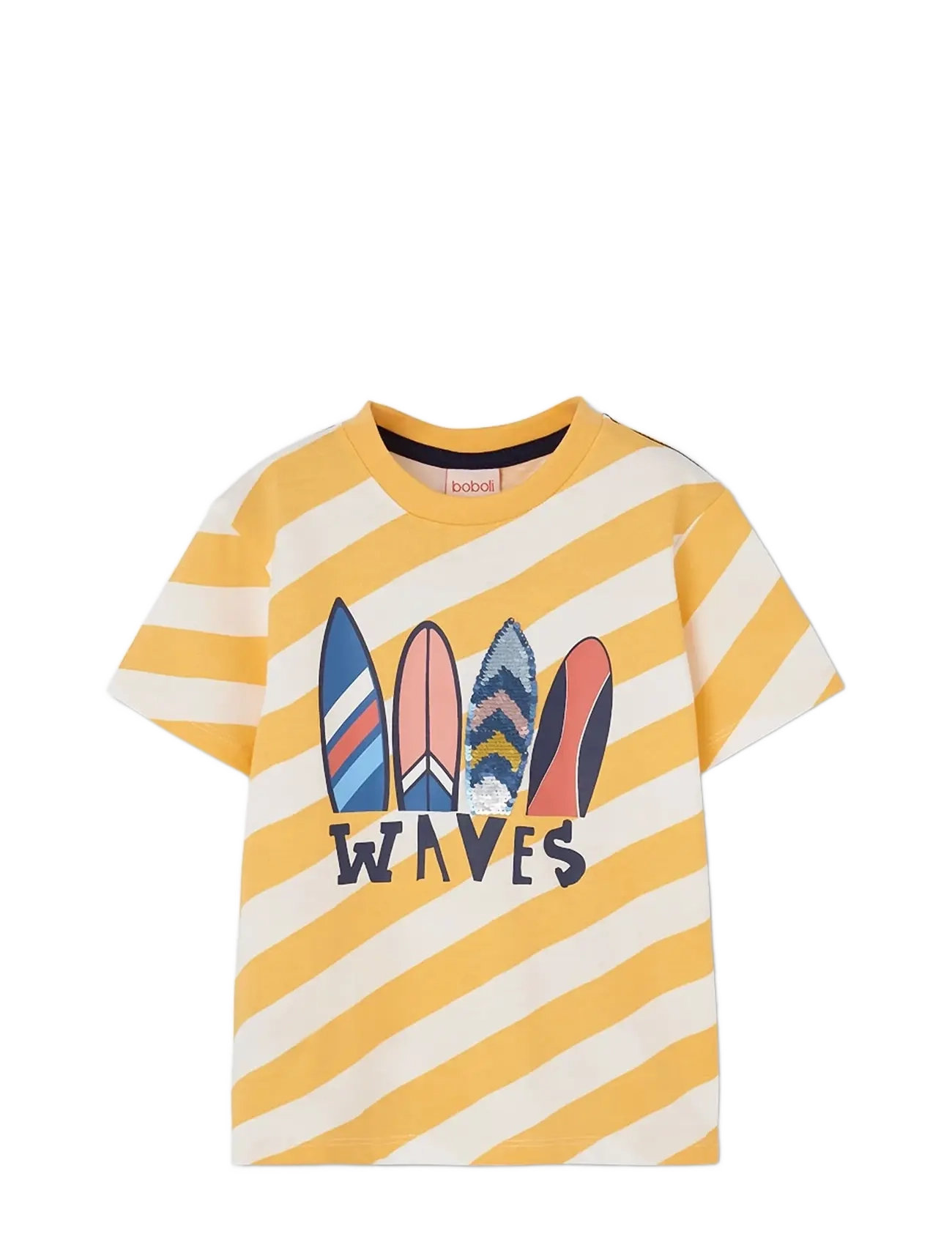 Boboli Knit t-Shirt striped for boy -BCI - Kläder - STRIPES / yellow