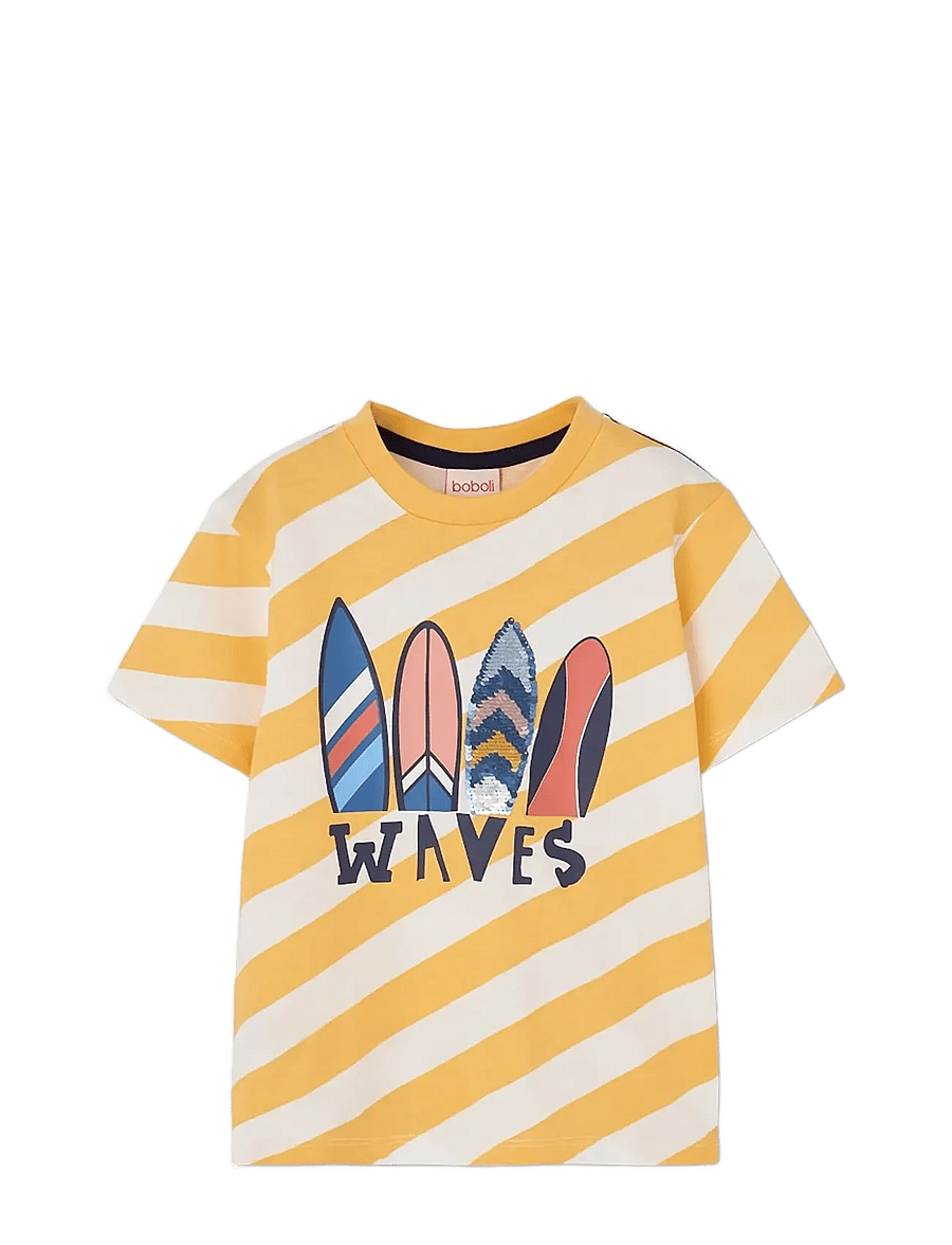 Boboli - Knit t-Shirt striped for boy -BCI - kortærmede t-shirts - stripes - 0