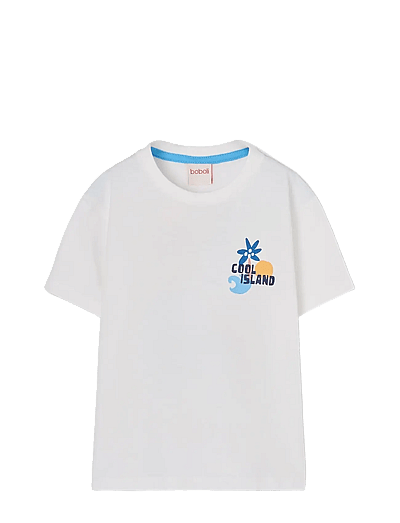 Boboli Knit t-Shirt for boy -BCI - Toppar & T-shirts - OFF WHITE / white