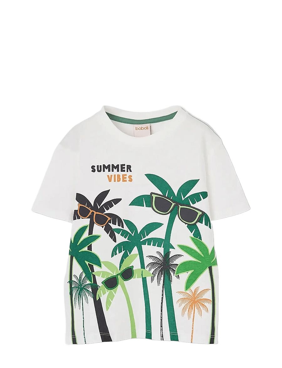 Boboli - Knit t-Shirt for boy -BCI - lühikeste varrukatega t-särgid - off white - 1