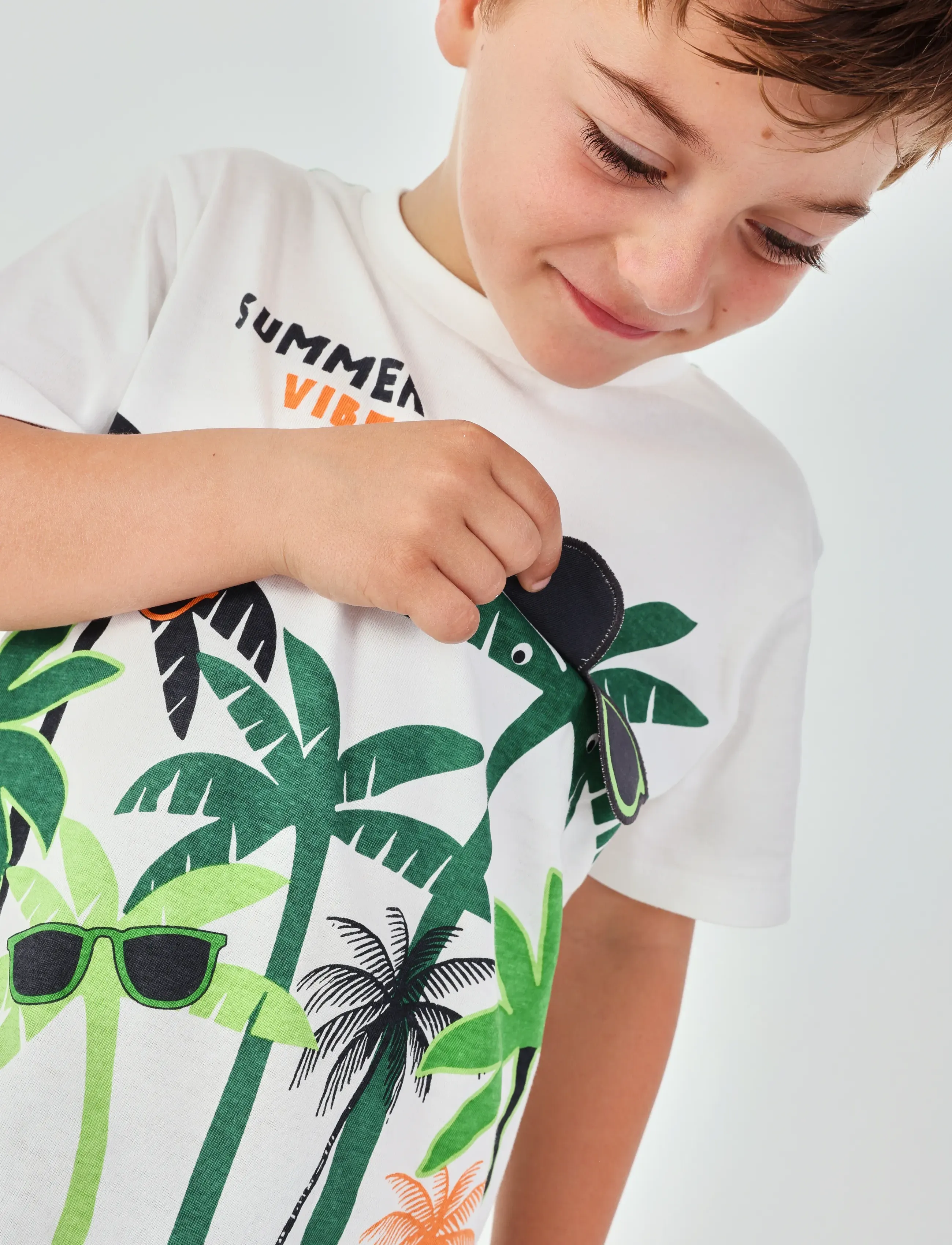 Boboli Knit t-Shirt for boy -BCI - Hauts - OFF WHITE / white