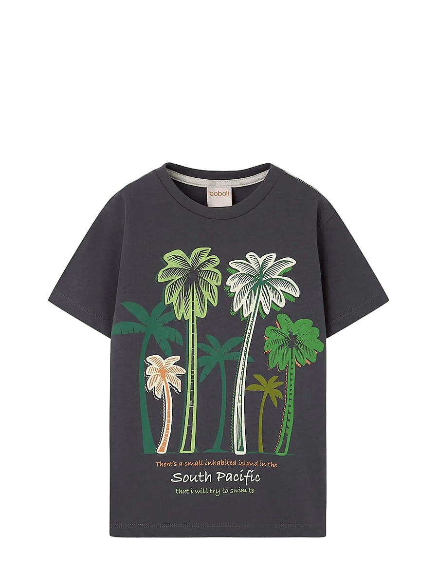 Boboli - Knit t-Shirt for boy -BCI - kurzärmelige - anthracite - 0