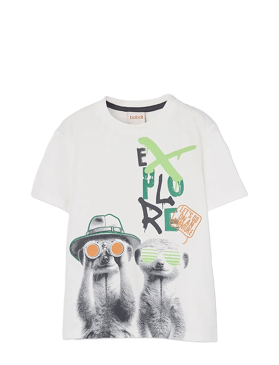 Boboli - Knit t-Shirt for boy -BCI - marškinėliai trumpomis rankovėmis - off white - 0