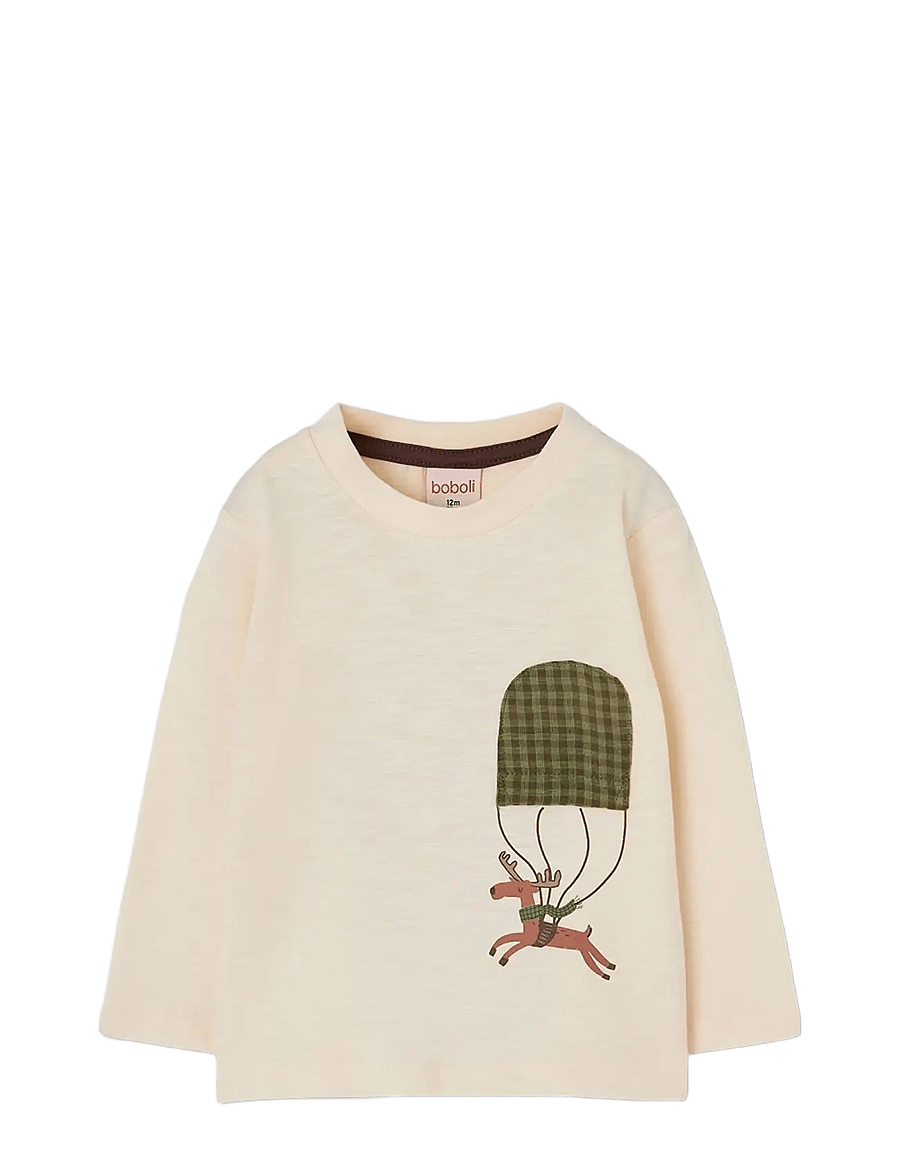Boboli - Knit t-Shirt flame for boy -BCI - långärmade t-shirts - ecru - 0