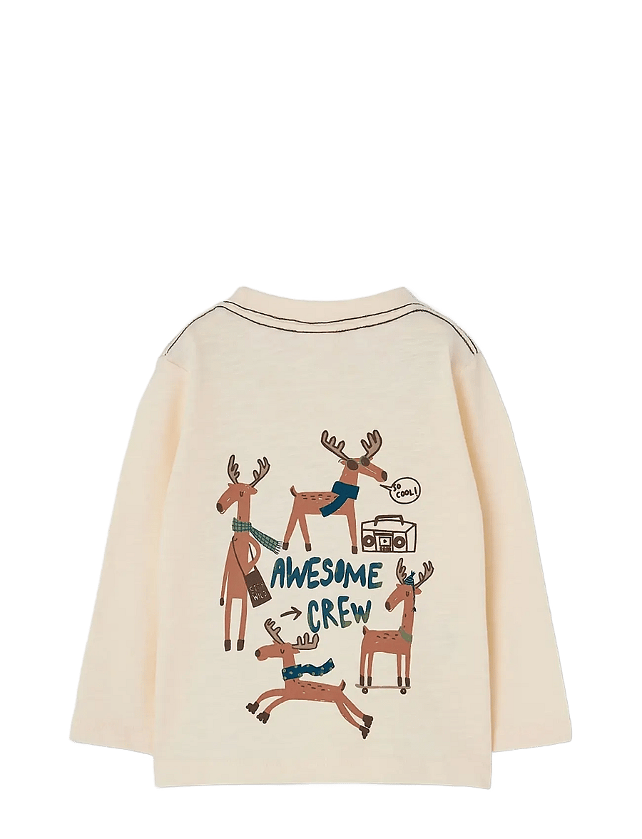 Boboli - Knit t-Shirt flame for boy -BCI - långärmade t-shirts - ecru - 1