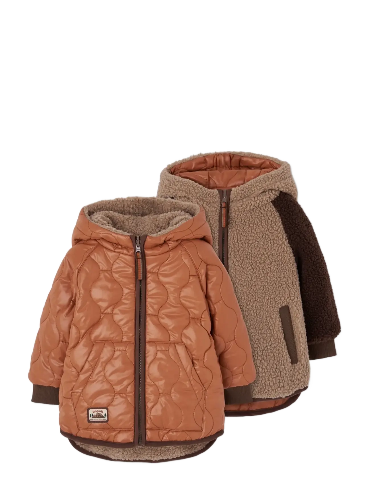 Boboli Reversible technical fabric parka for boy - Vinterkläder - CHESTNUTS / brown