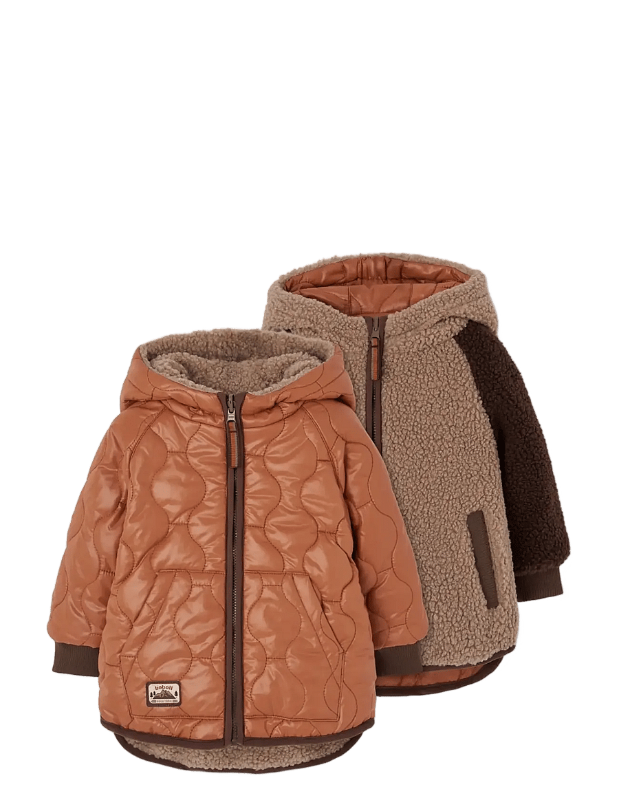 Boboli - Reversible technical fabric parka for boy - fleecejackor - chestnuts - 0